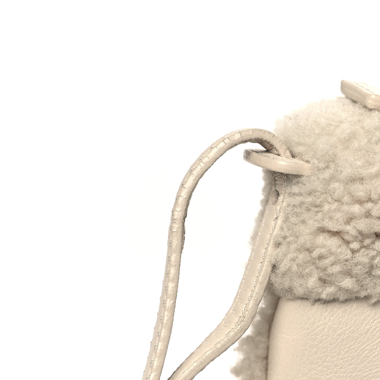 Lambskin Shearling Extra Pocket Shoulder Pouch Ivory
