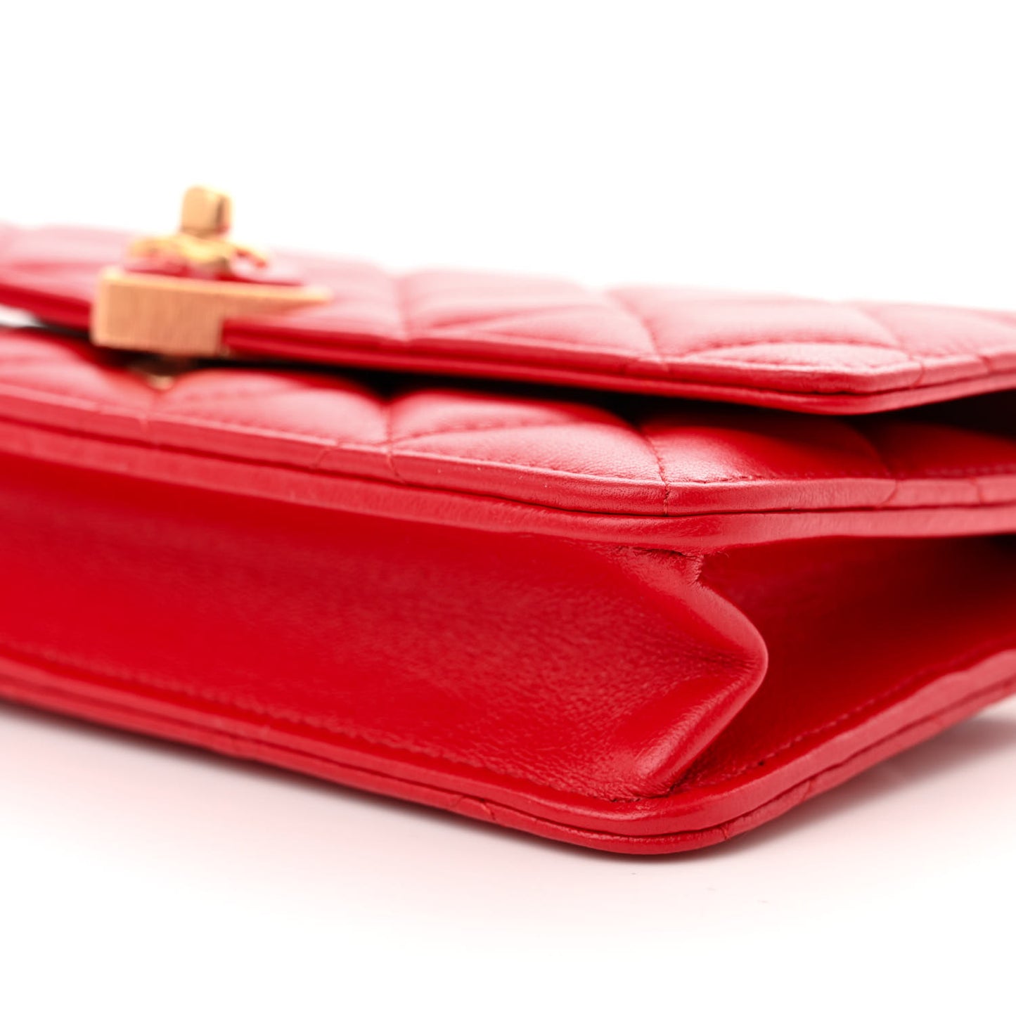 Lambskin Plexiglass Quilted Coco Love Wallet On Chain WOC Red