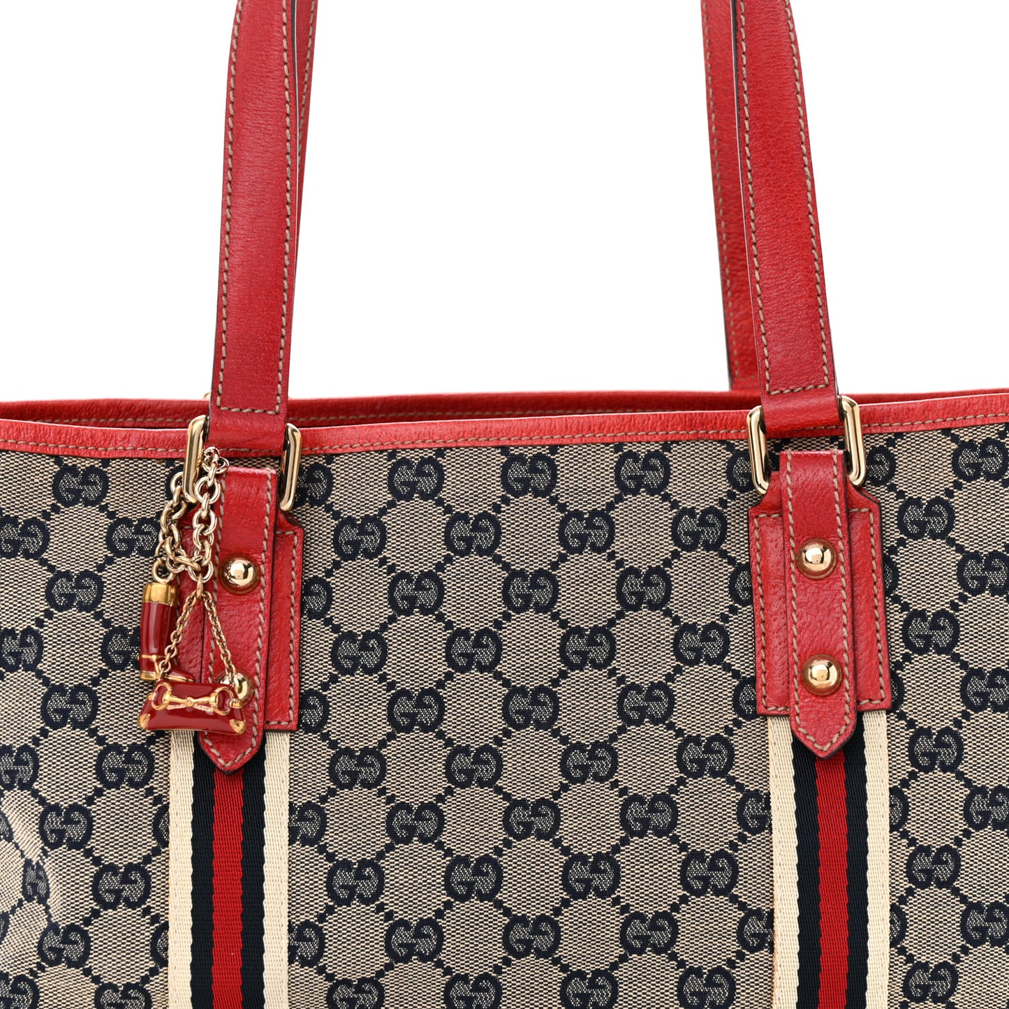 Monogram Medium Jolicoeur Tote Navy Red