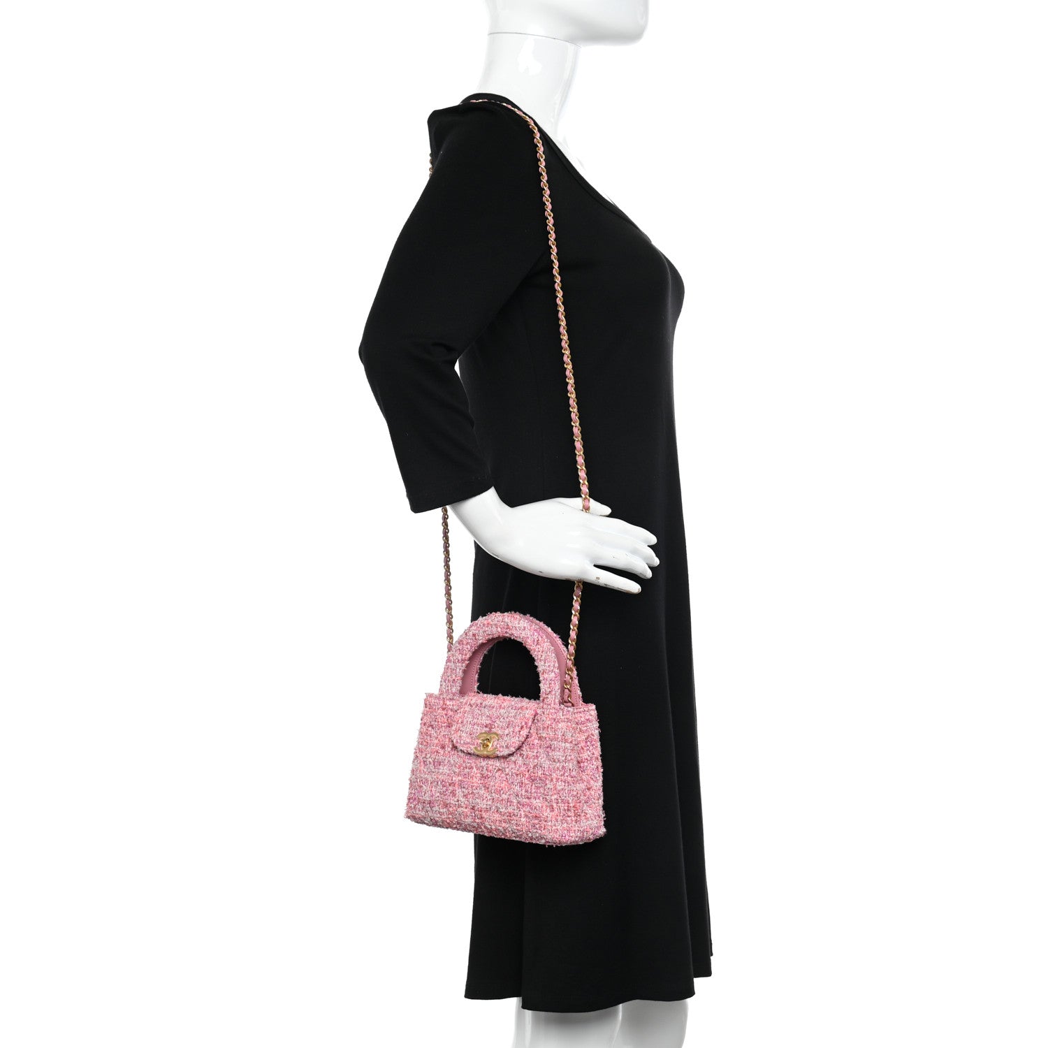 Chanel Tweed Quilted Nano Kelly Shopper Pink 2 of 10