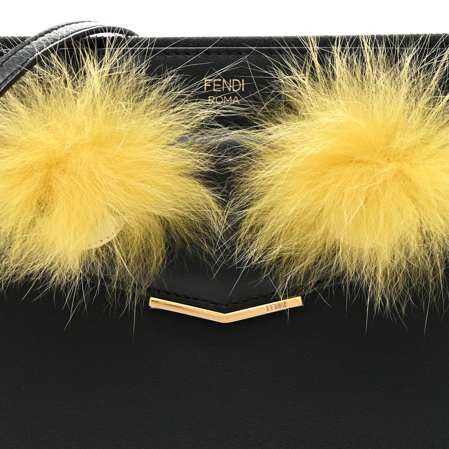 Vitello Dolce Fox Fur Monster Eyes Mini 2Jours Pouch Black Yellow