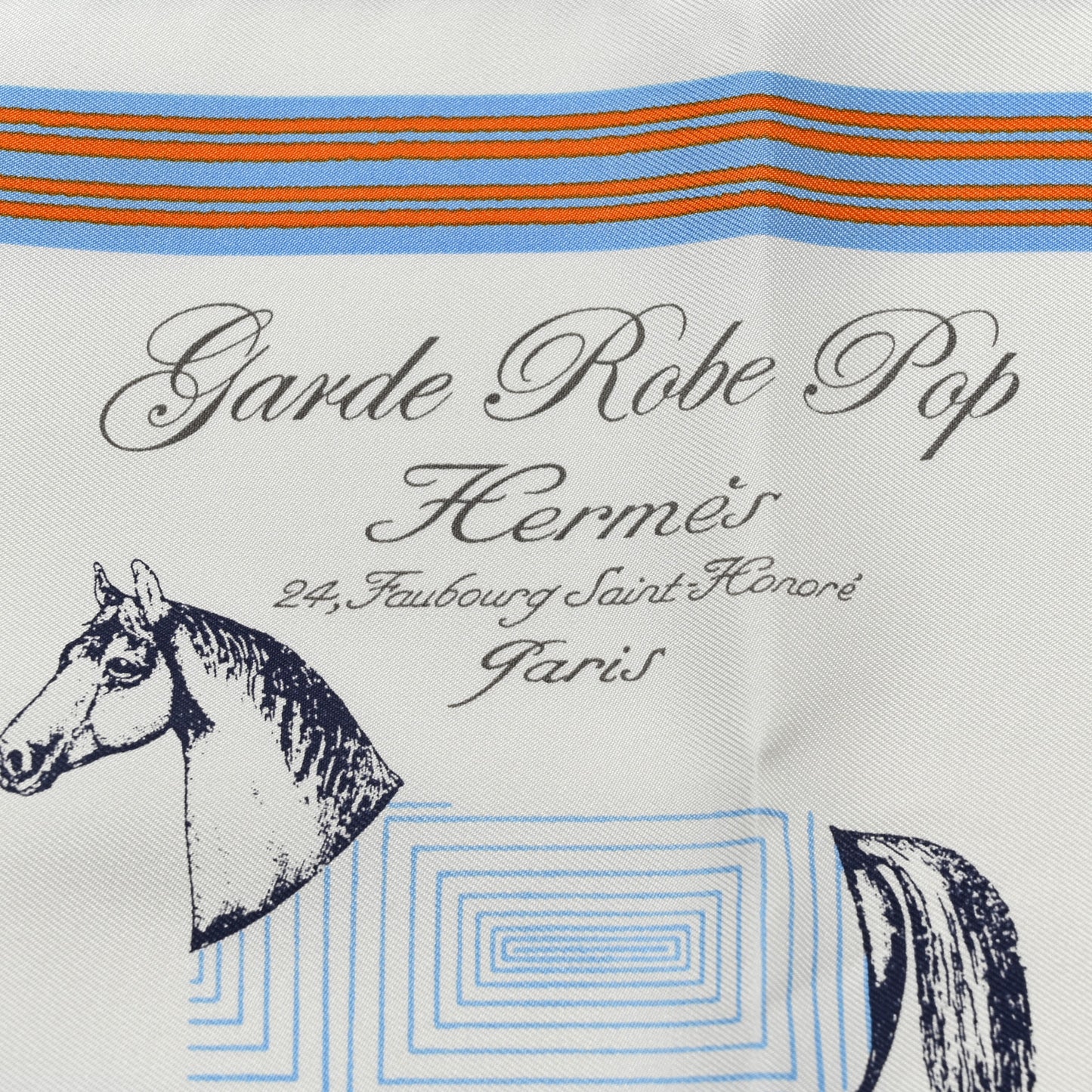 Silk Garde-Robe Pop Detail Scarf 45 White Bleu Ciel
