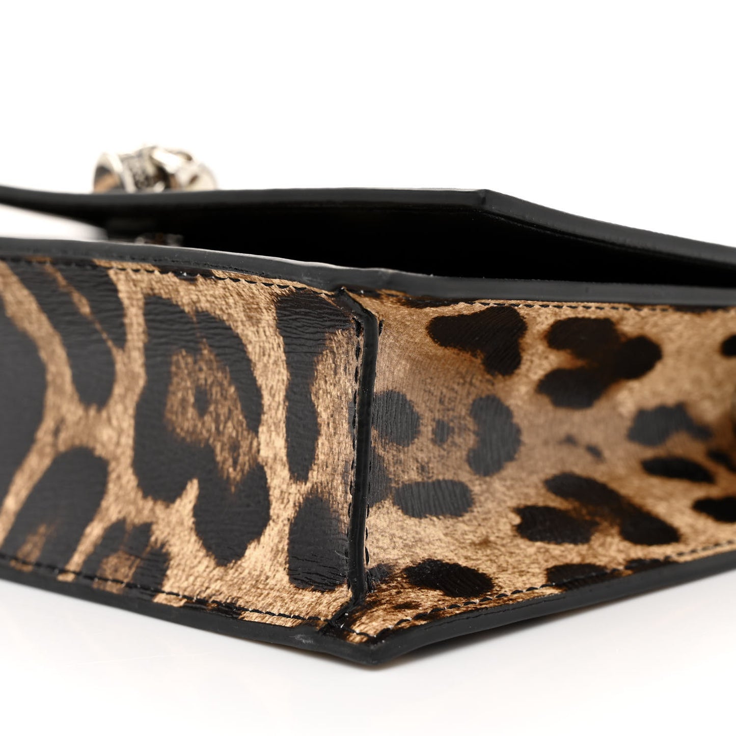 Patent Leopard Print Skull Mini Crossbody Bag