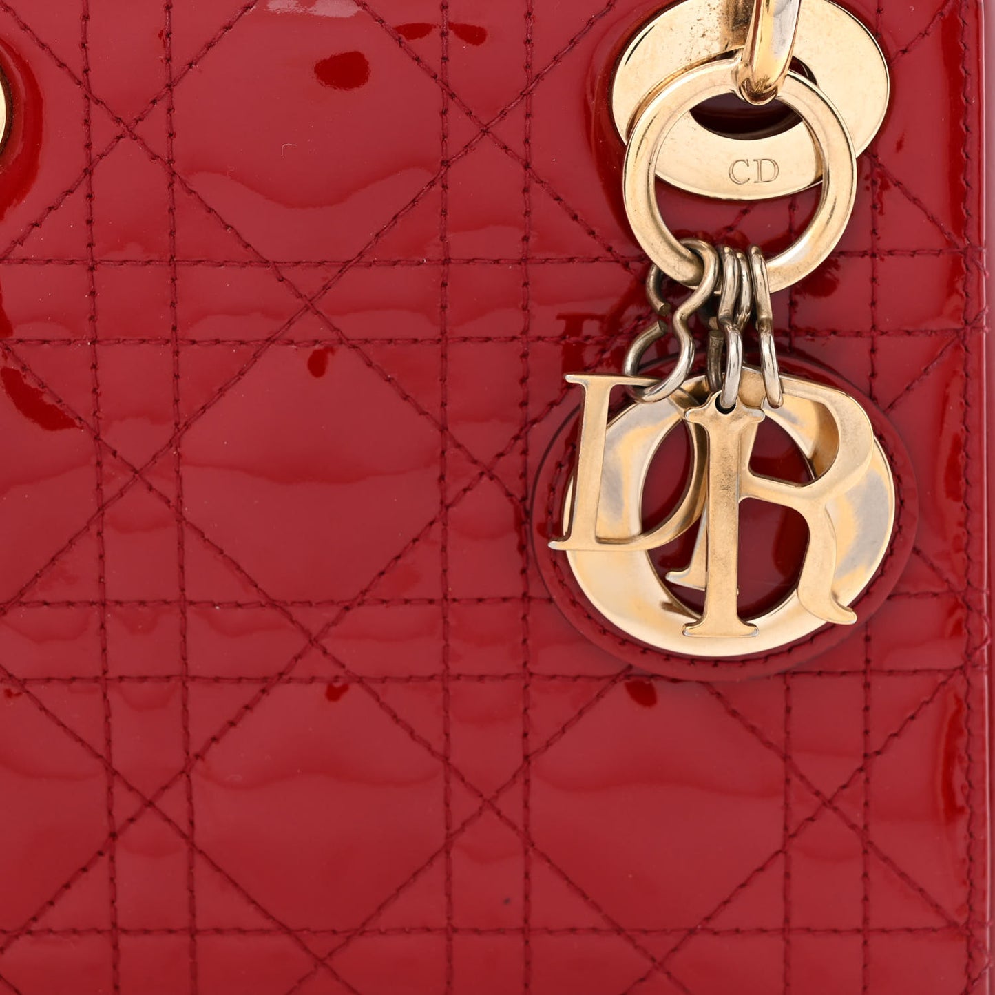Patent Cannage Mini Lady Dior Red