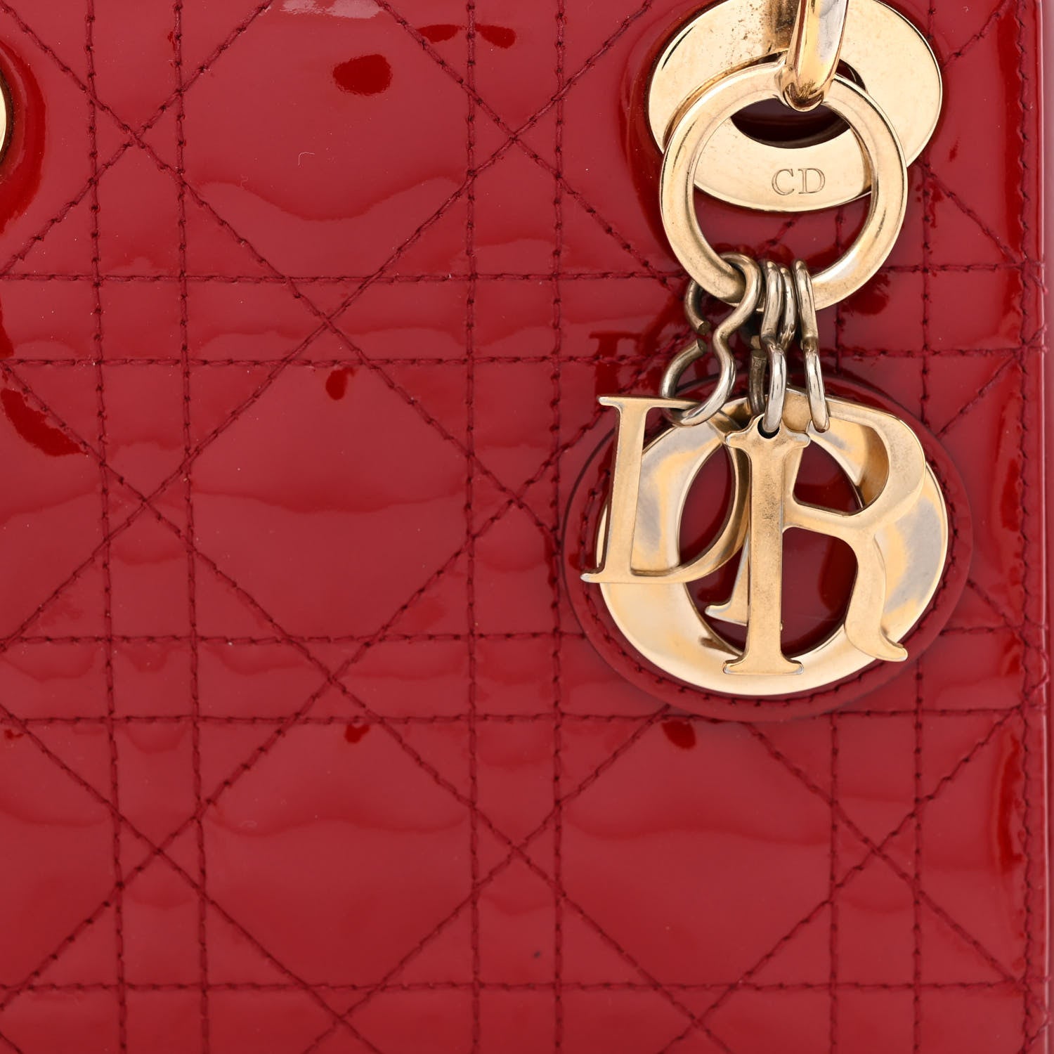 Christian Dior Patent Cannage Mini Lady Dior Red 8 of 14