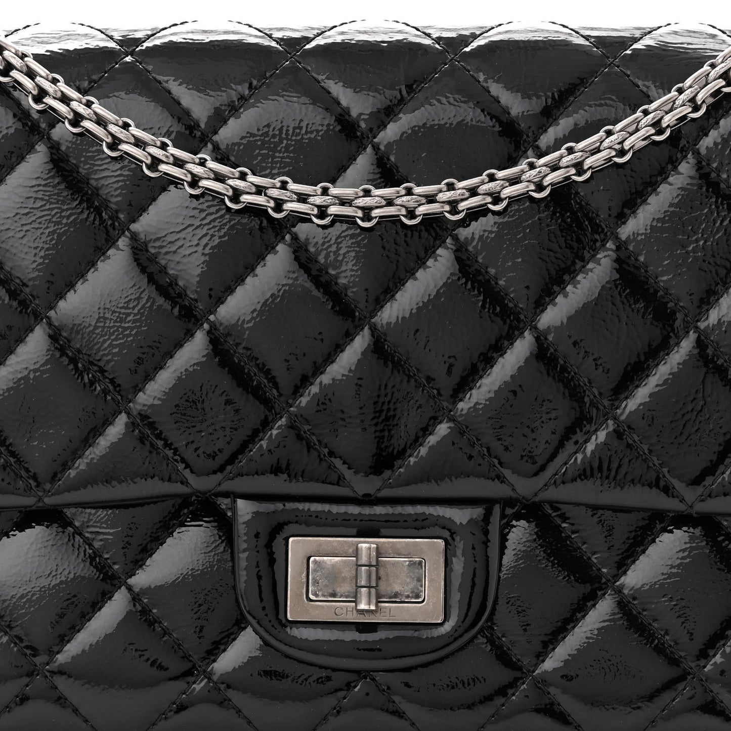 Distressed Patent Quilted 2.55 Reissue 227 Flap Black