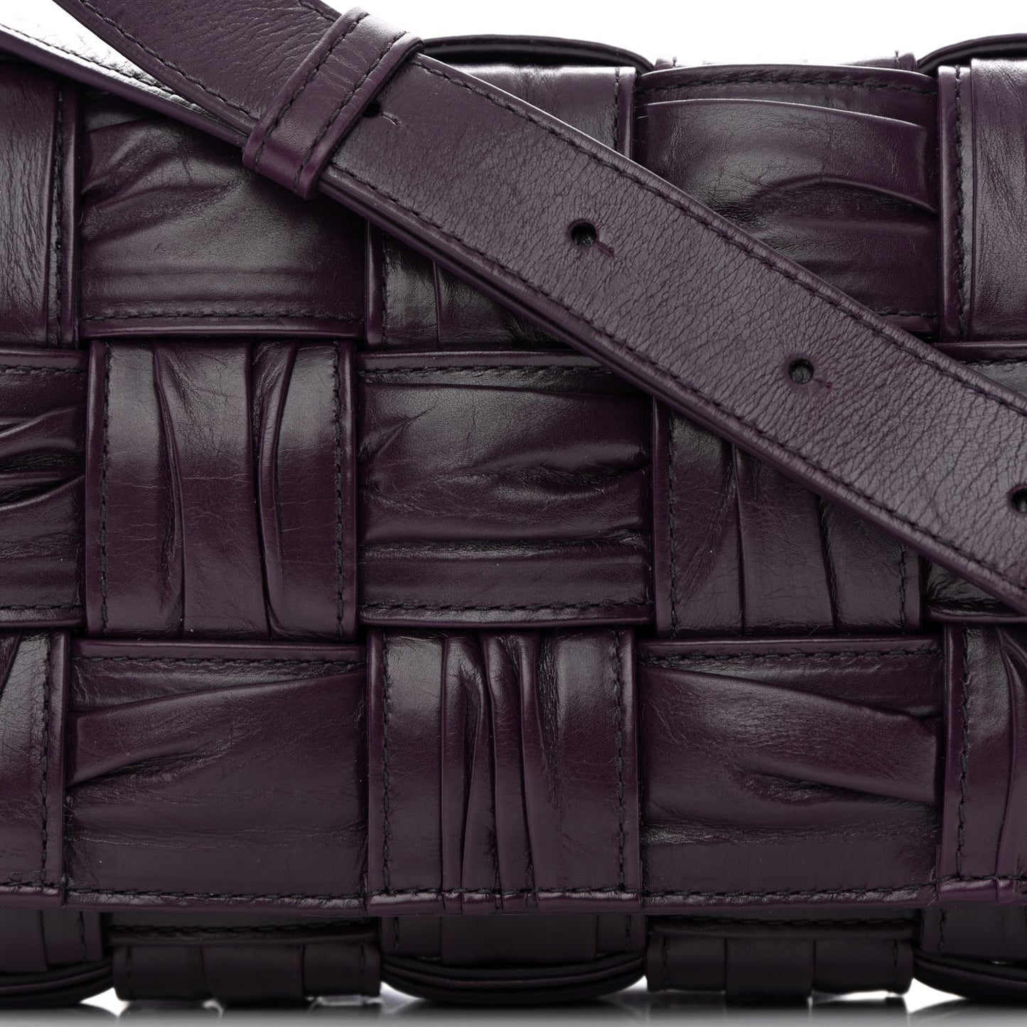 Calfskin Intreccio Plisse Cassette Crossbody Bag Dark Mystic