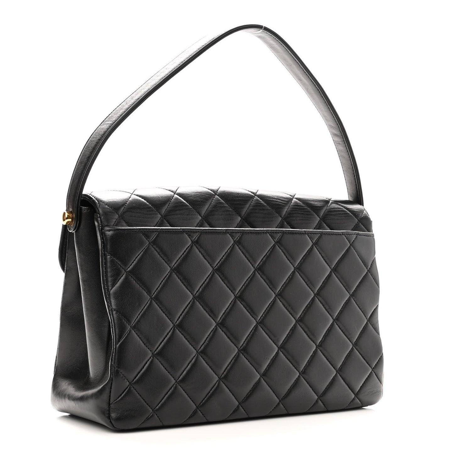 Lambskin Quilted CC Flap Shoulder Bag Black