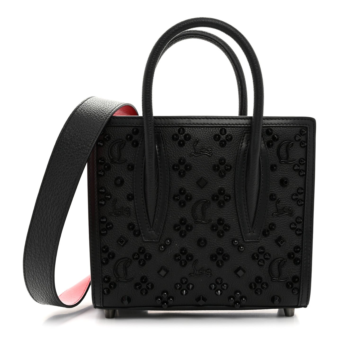 Calfskin Spikes Loubinthesky Mini Paloma Black