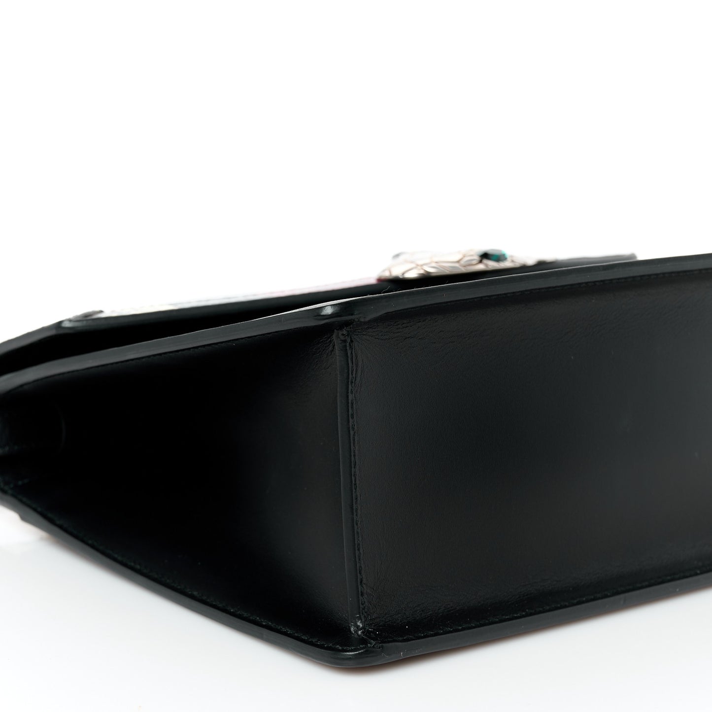 Calfskin Snakeskin Small Lilith Top Handle Bag Black