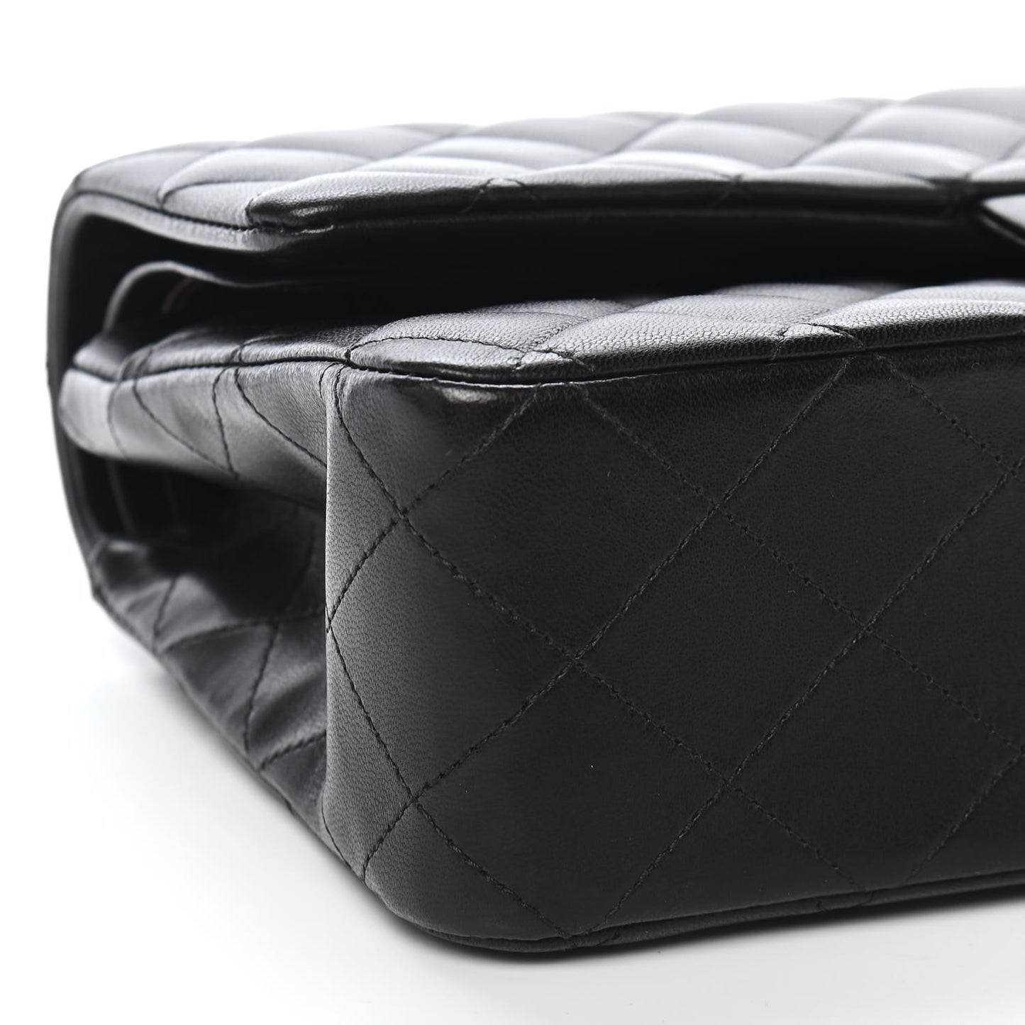 Lambskin Quilted Medium Double Flap Black