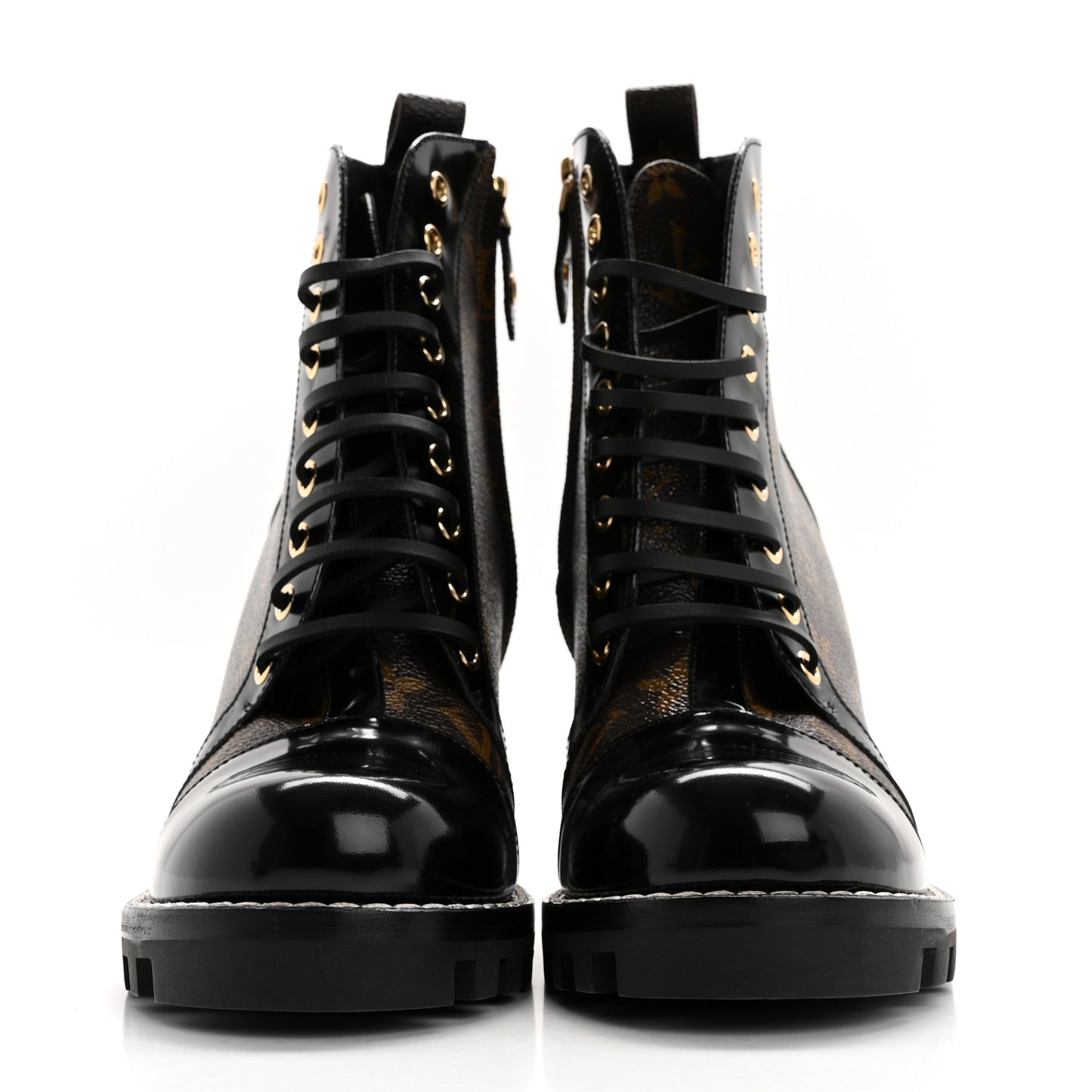 Patent Calfskin Monogram Star Trail Ankle Boots 40 Black