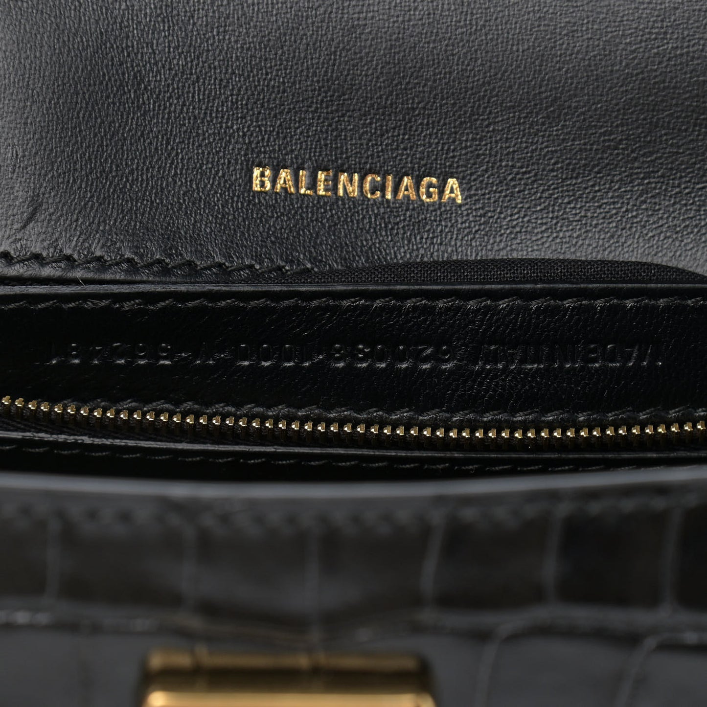 Shiny Calfskin Crocodile Embossed Medium Ghost Shoulder Bag Black
