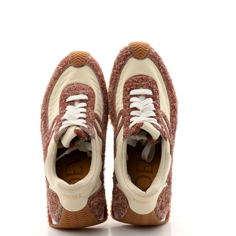 Nylon Brushed Suede Flow Runner Sneakers 40 Red Soft White