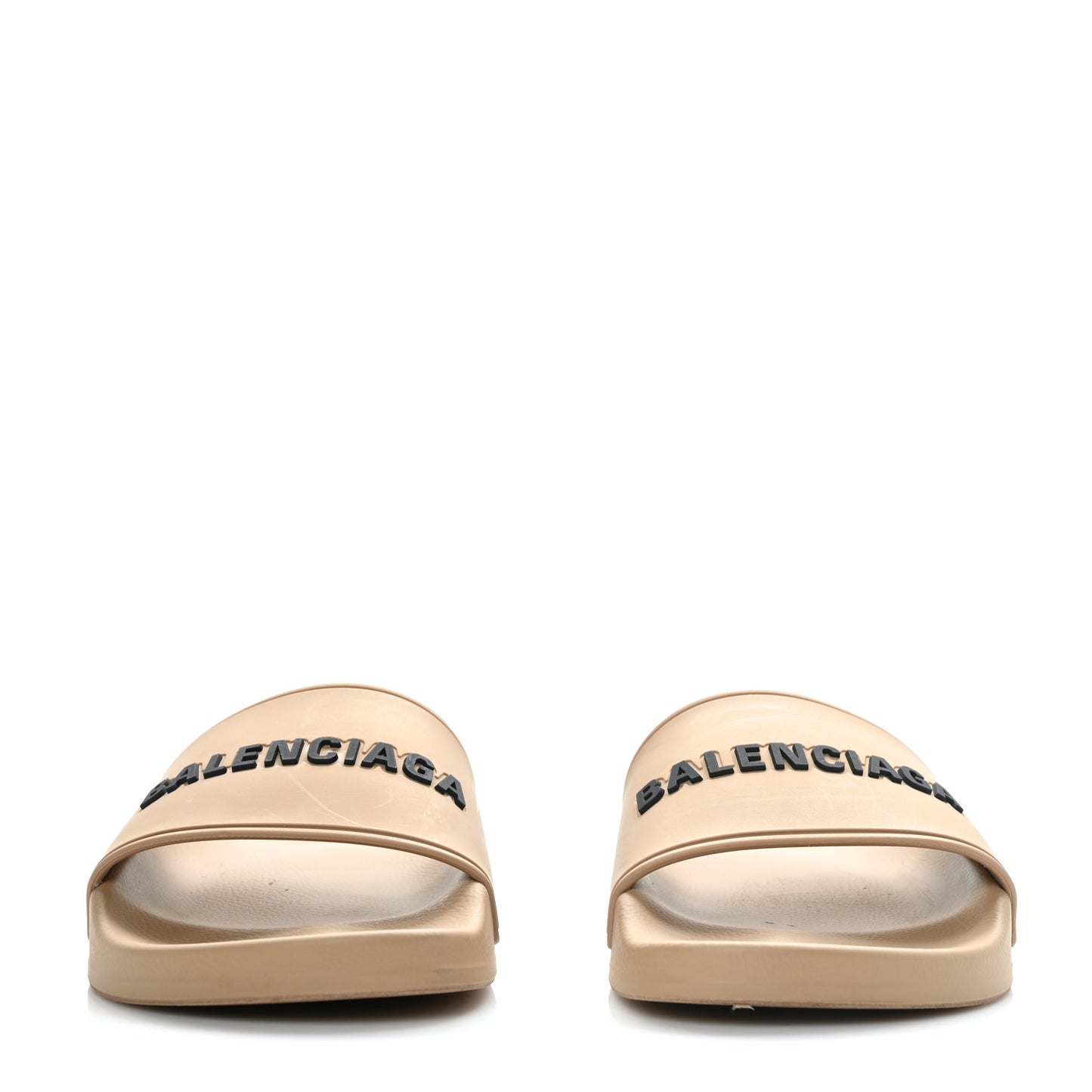 Rubber Womens Logo Pool Slide Sandals 36 Beige Black