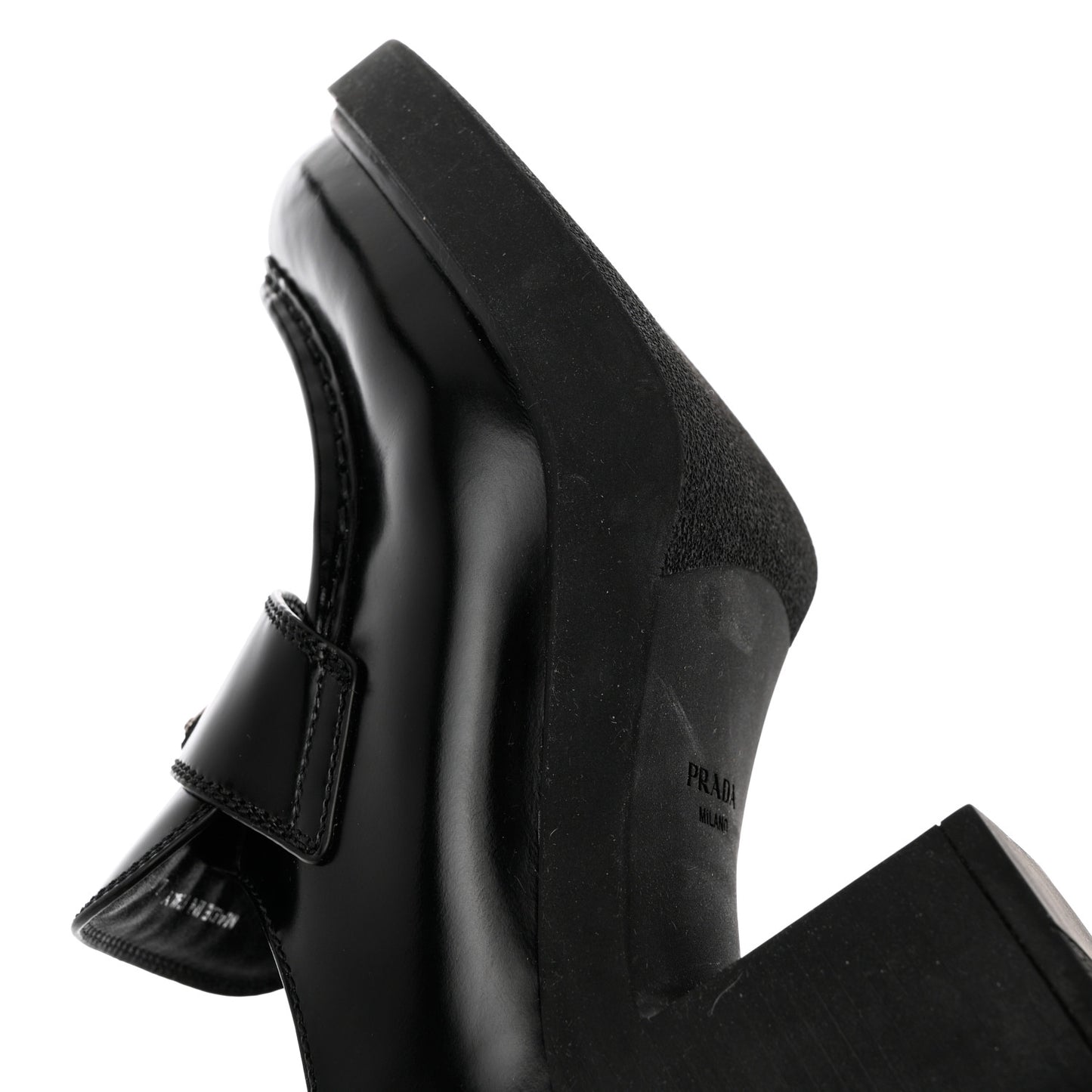 Spazzolato Metal Triangle Logo 85mm Loafers 41 Black