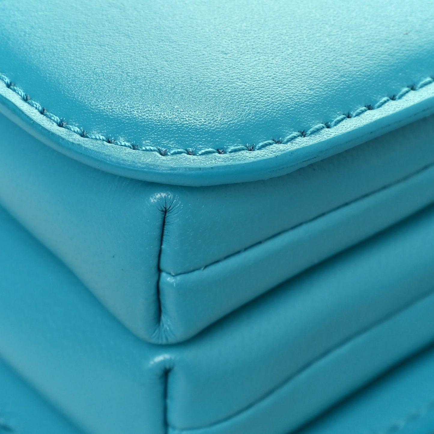 Shiny Box Calfskin Small B Bag Turquoise