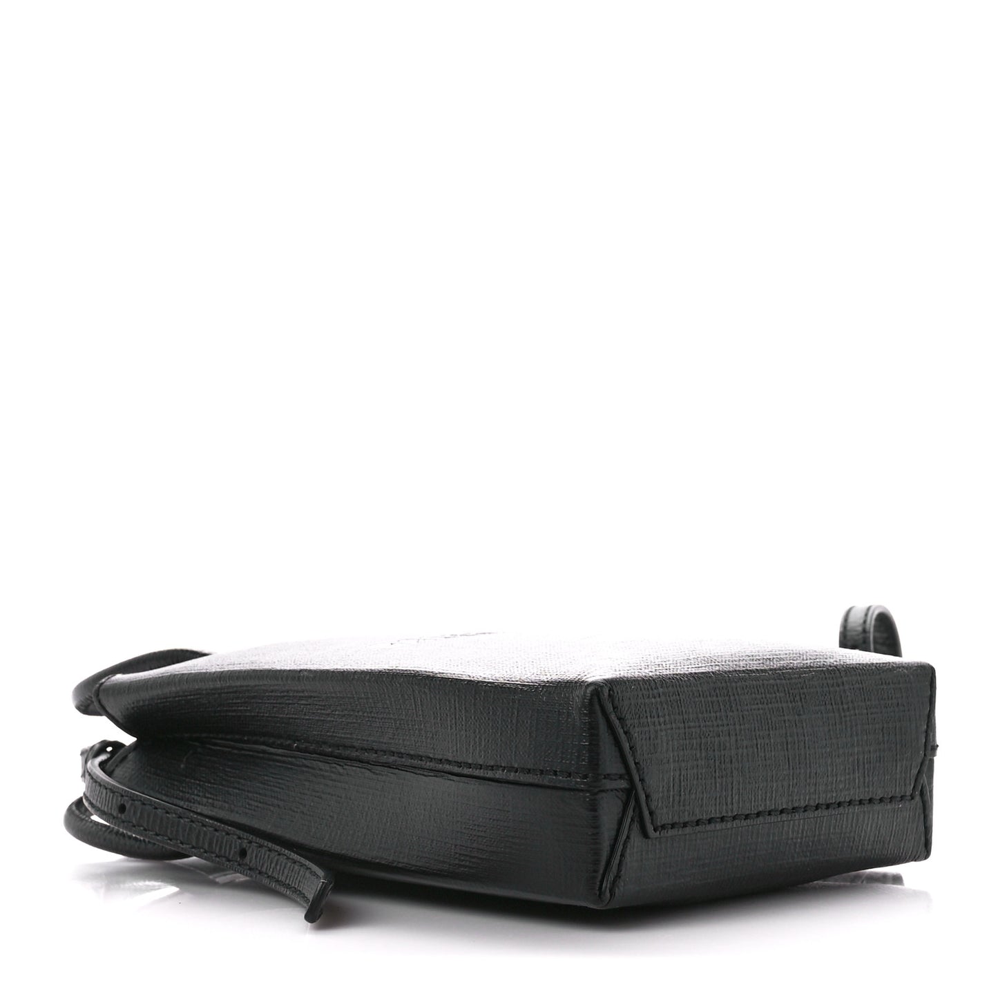 Squared Calfskin Logo Shopping Phone Holder Bag Black