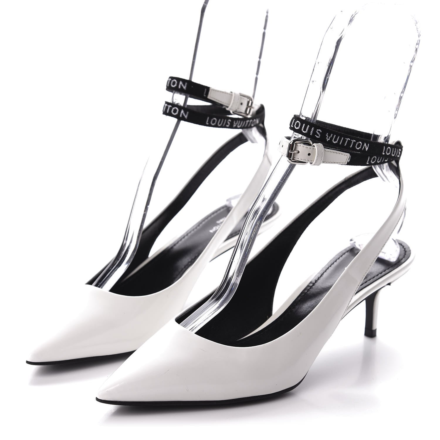 Louis Vuitton Patent Call Back Open Back Pumps 38.5 White 3 of 8