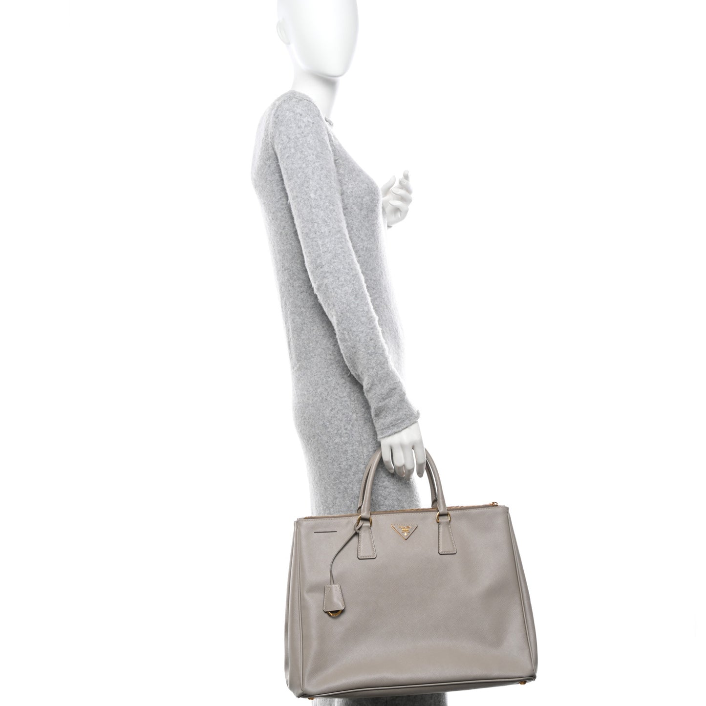 Saffiano Lux Extra Large Galleria Double Zip Tote Argilla