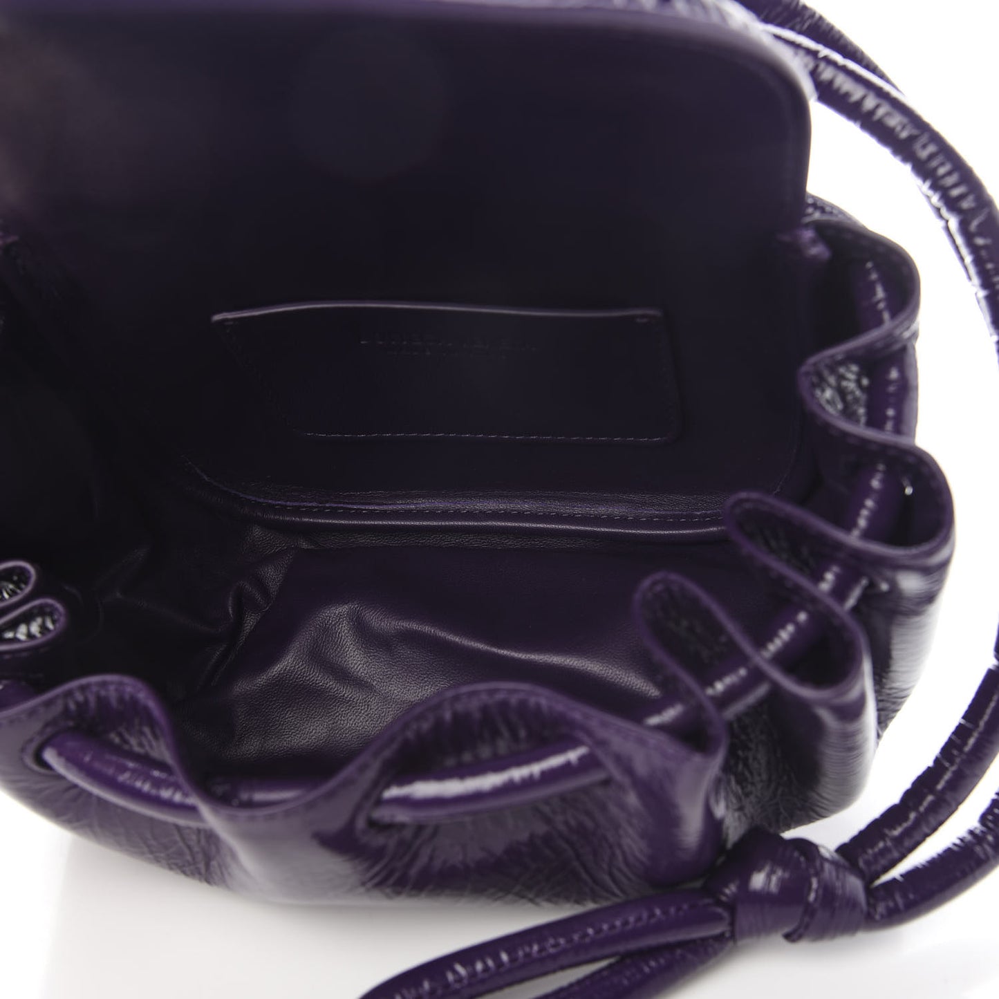 Patent Deerskin Small Beak Triangle Flap Shoulder Bag Raisin