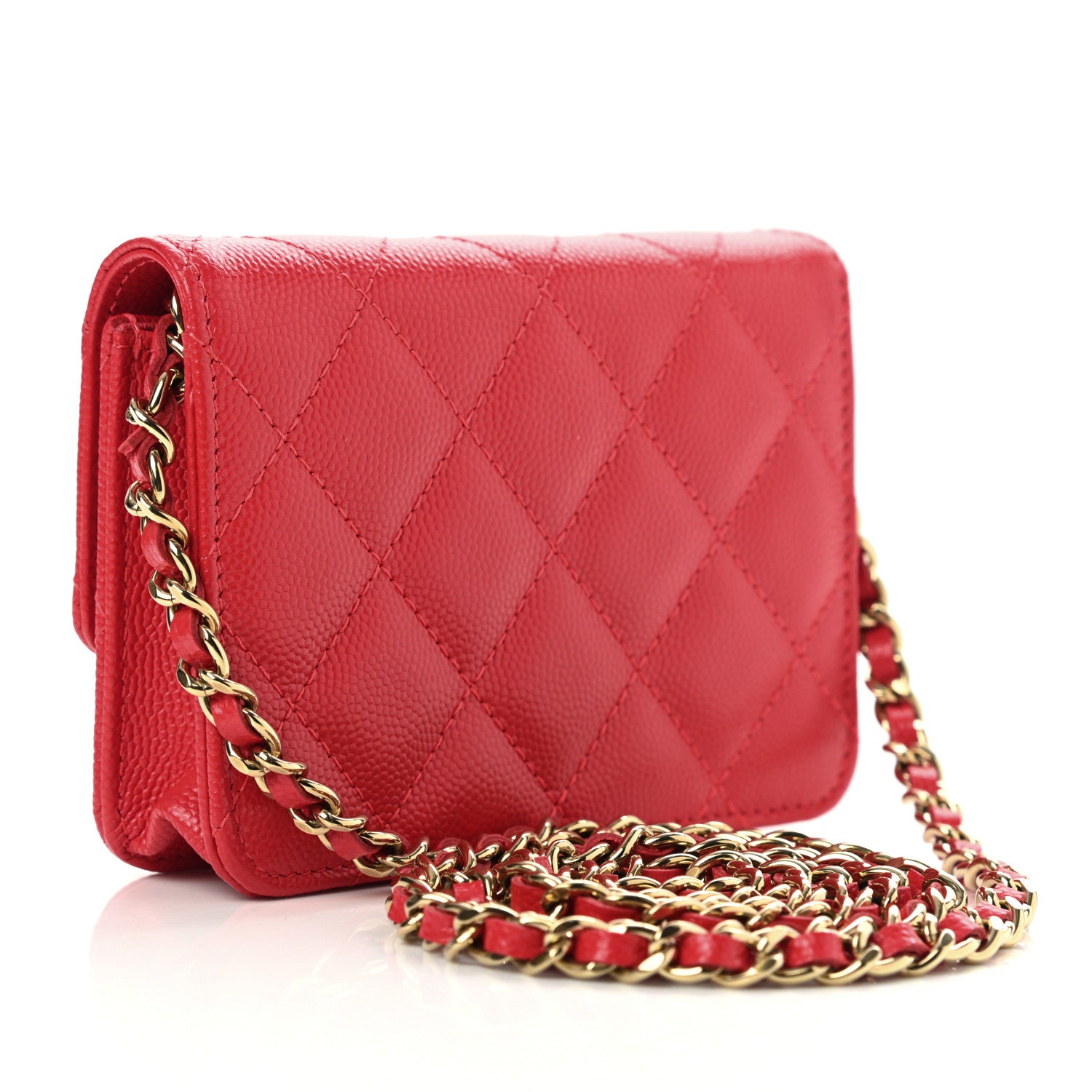 Chanel Caviar Quilted Mini Chain Bag Red 2 of 9