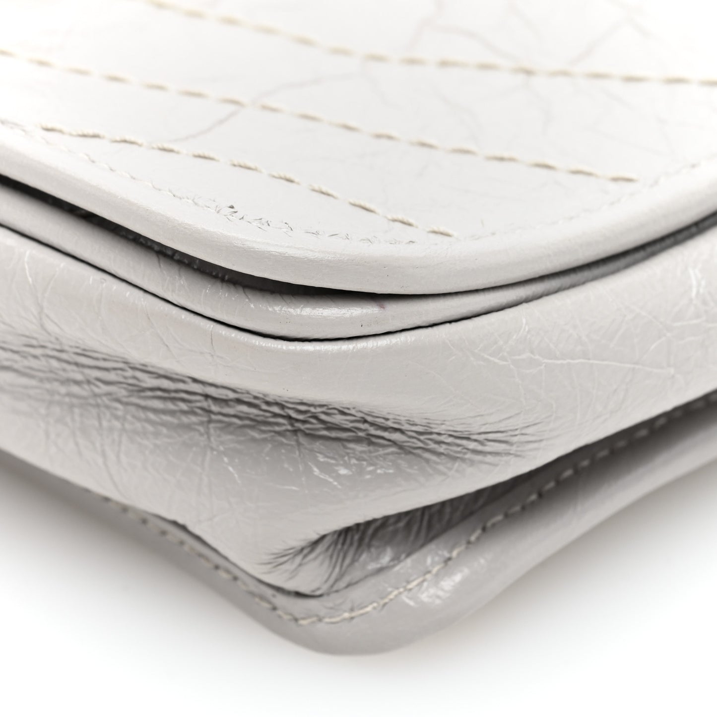 Crinkled Calfskin Matelasse Monogram Niki Chain Wallet Light Grey