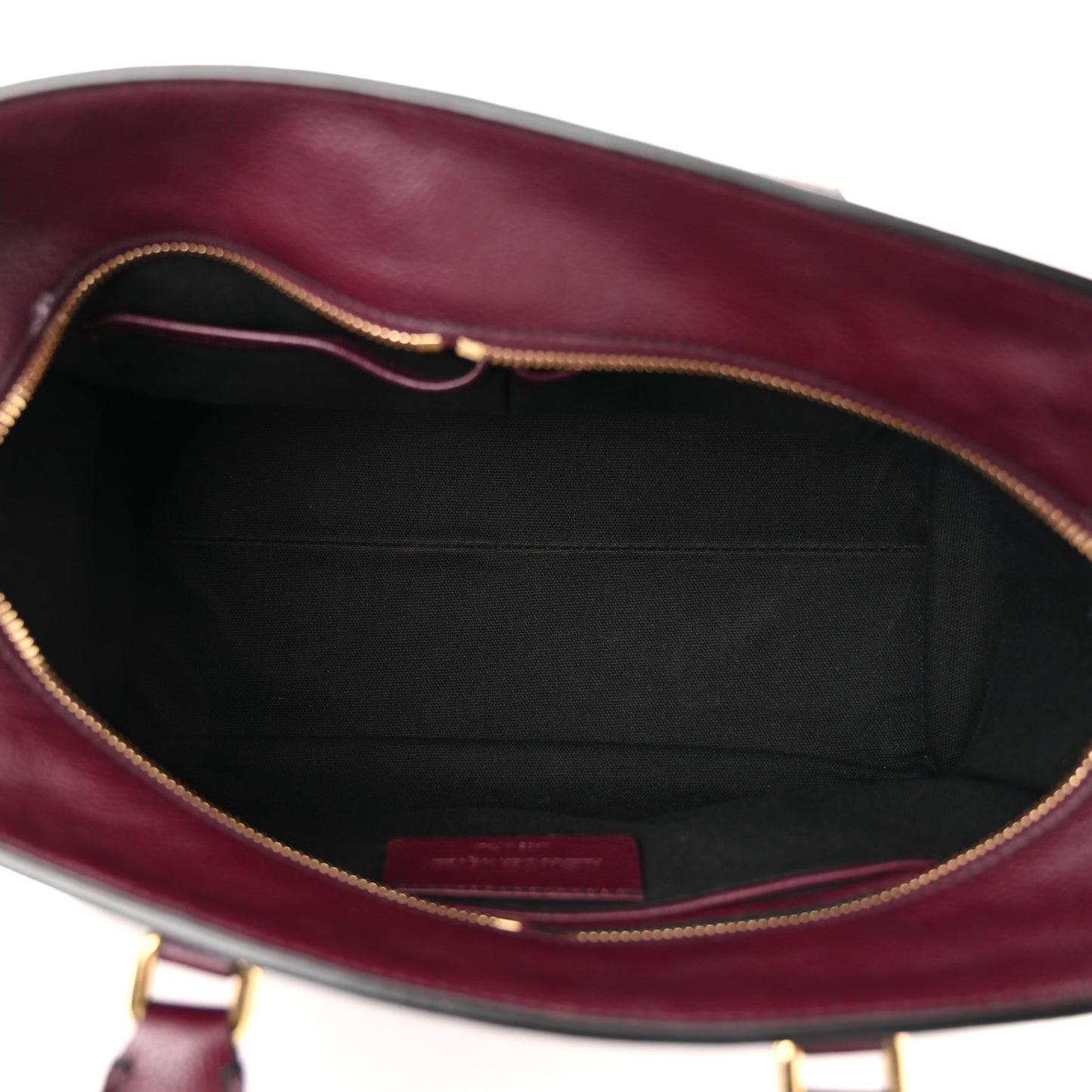 Pebbled Calfskin Small Skull Padlock Zip Around Tote Burgundy