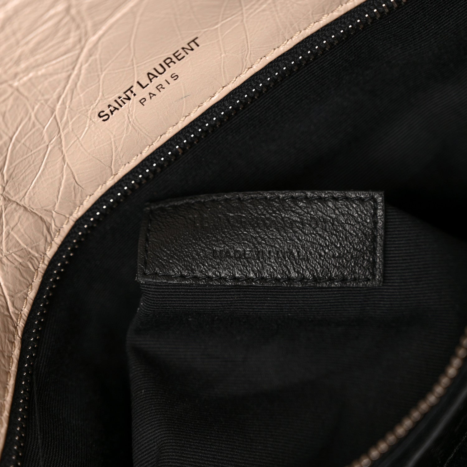 Saint Laurent Crinkled Calfskin Matelasse Monogram Medium Niki Chain Satchel Light Taupe 7 of 14