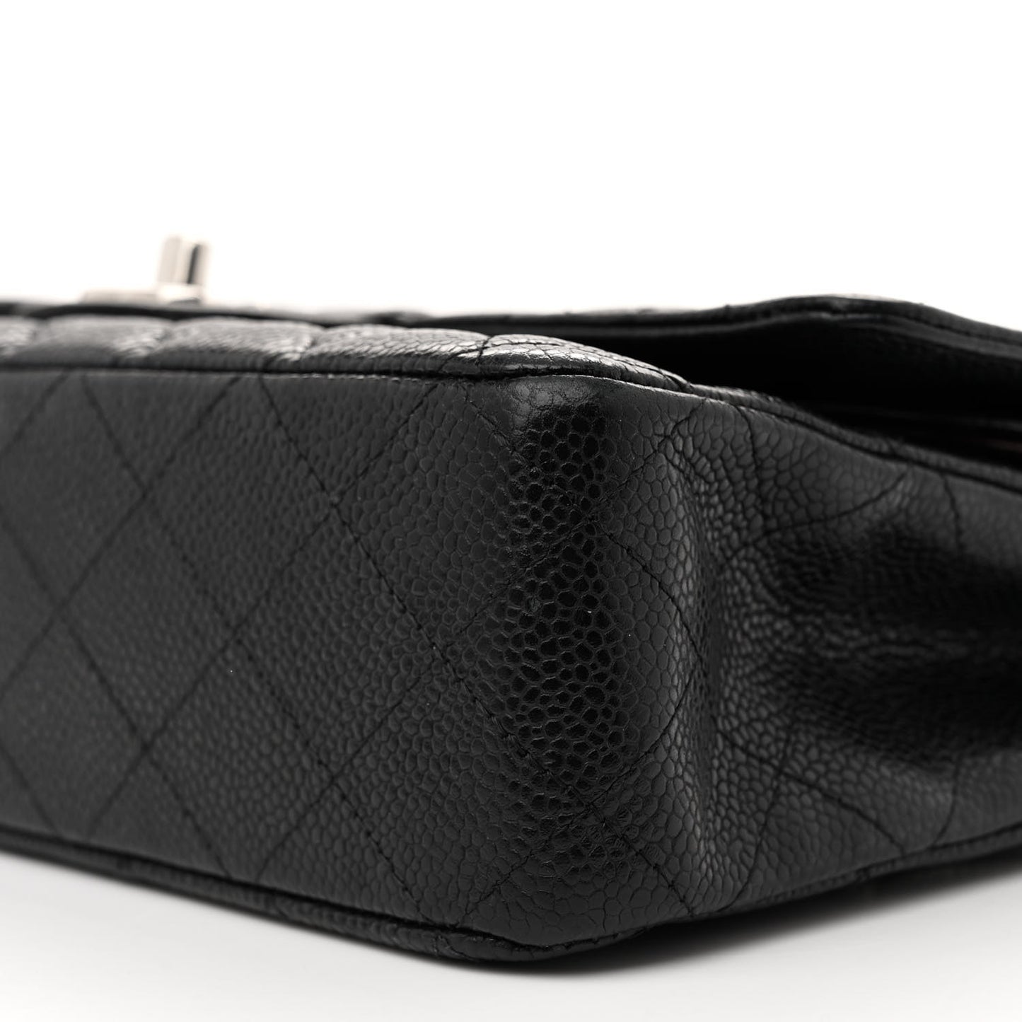 Caviar Quilted Medium Double Flap Black