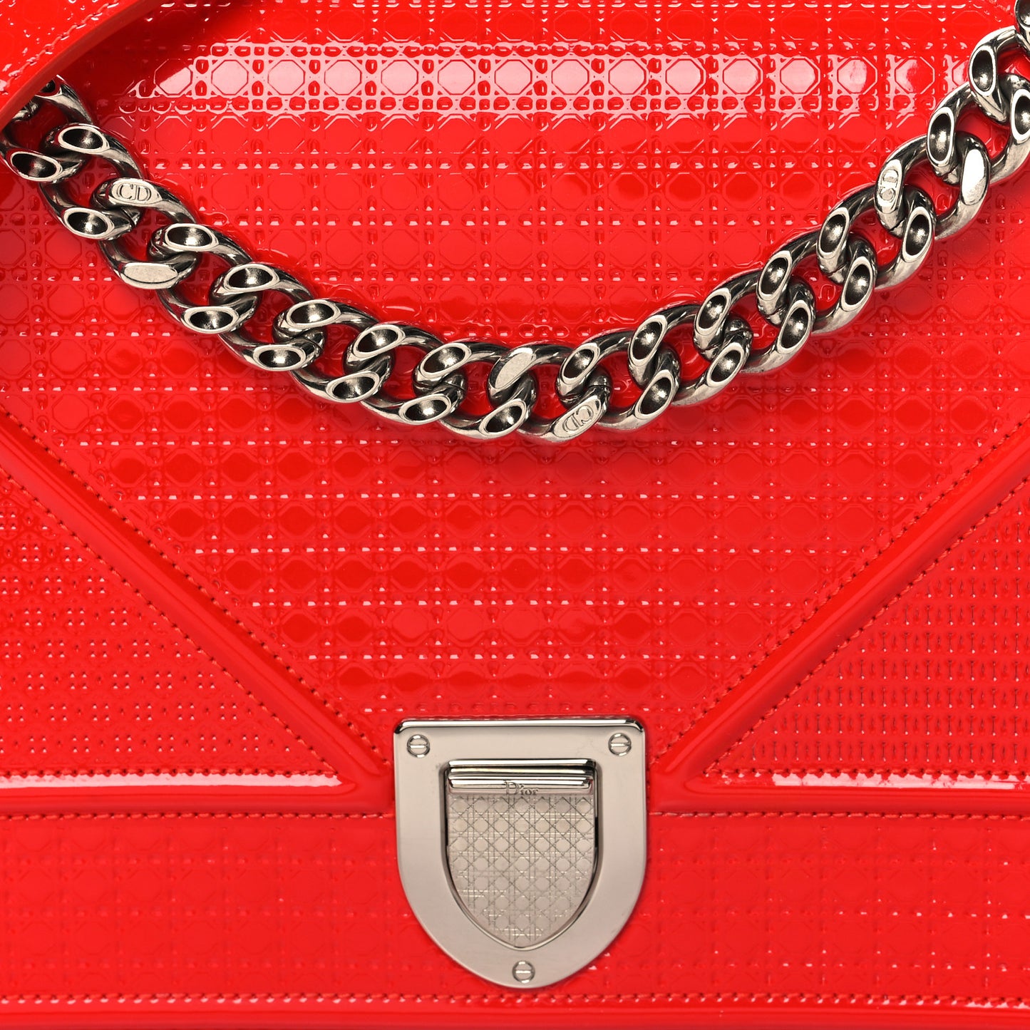 Patent Micro-Cannage Medium Diorama Flap Bag Red