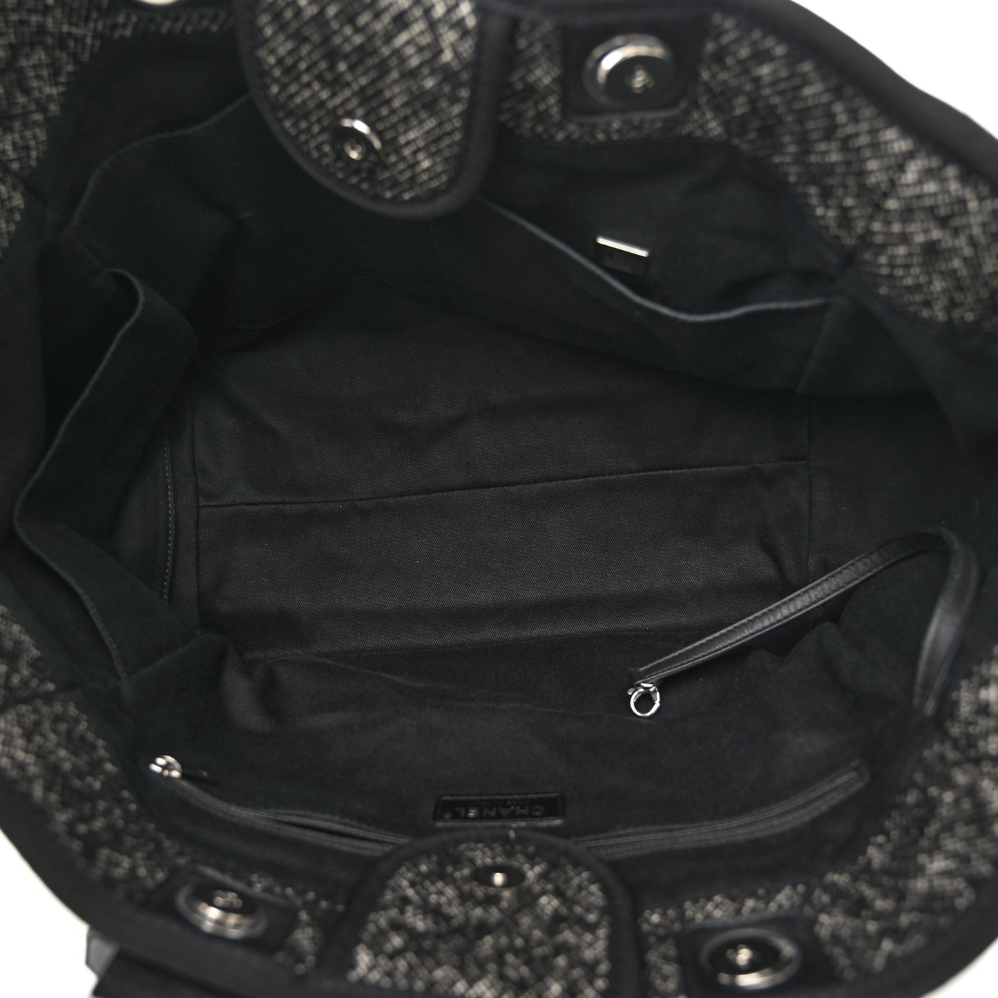 Mixed Fibers Calfskin Medium Deauville Tote Black