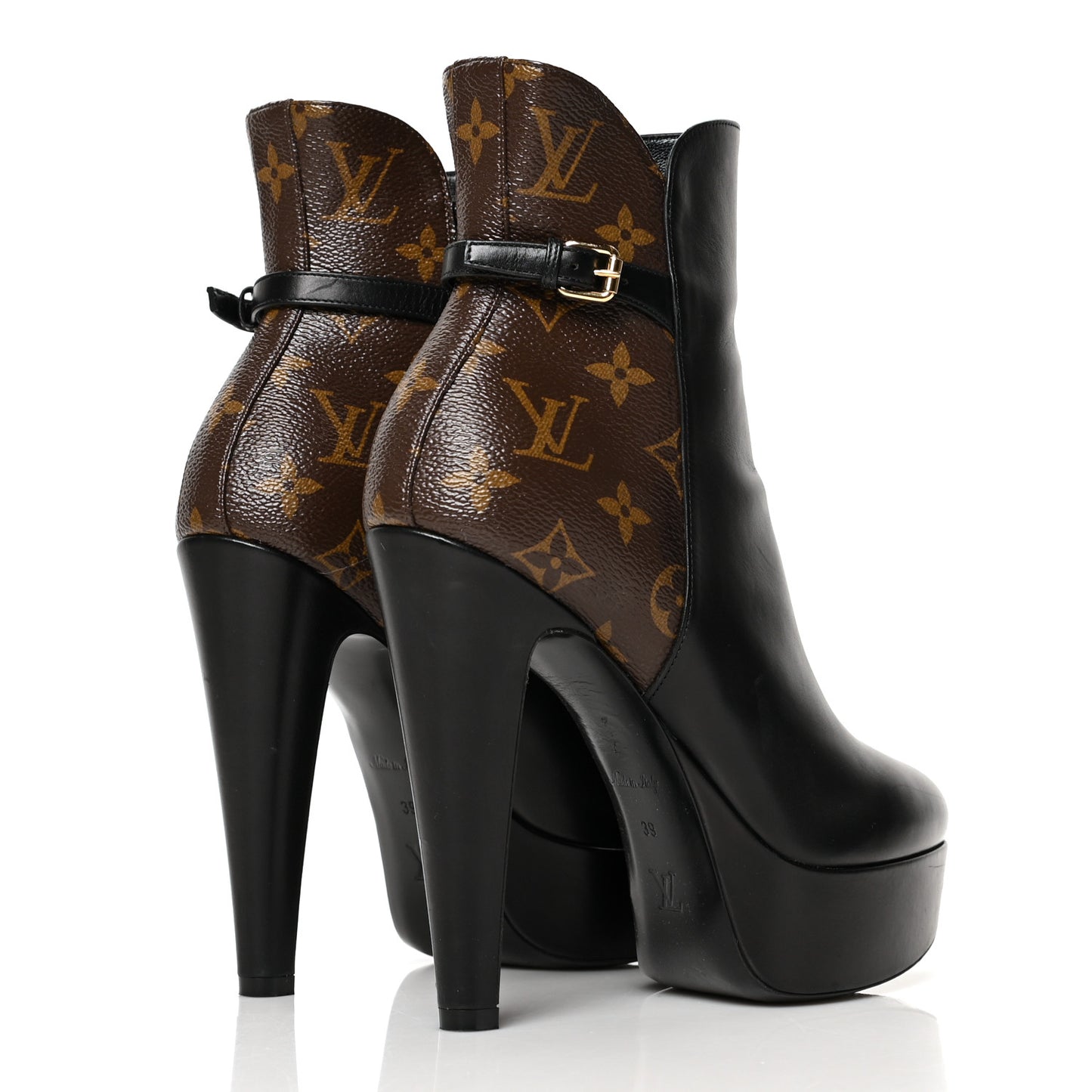 Calfskin Monogram Afterglow Platform Ankle Boots 39 Black