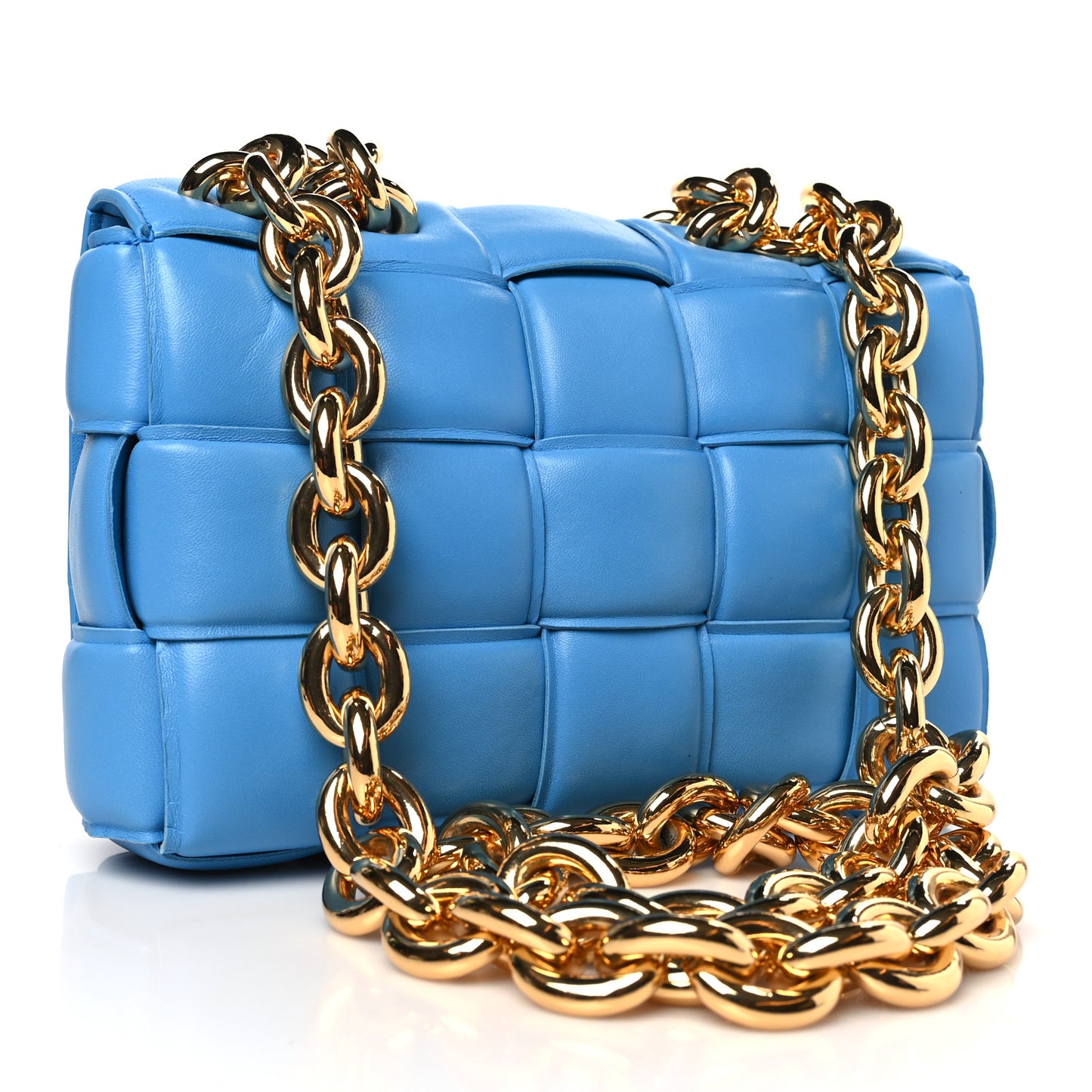 Lambskin Maxi Intrecciato Padded Chain Cassette Crossbody Bag Swimming Pool