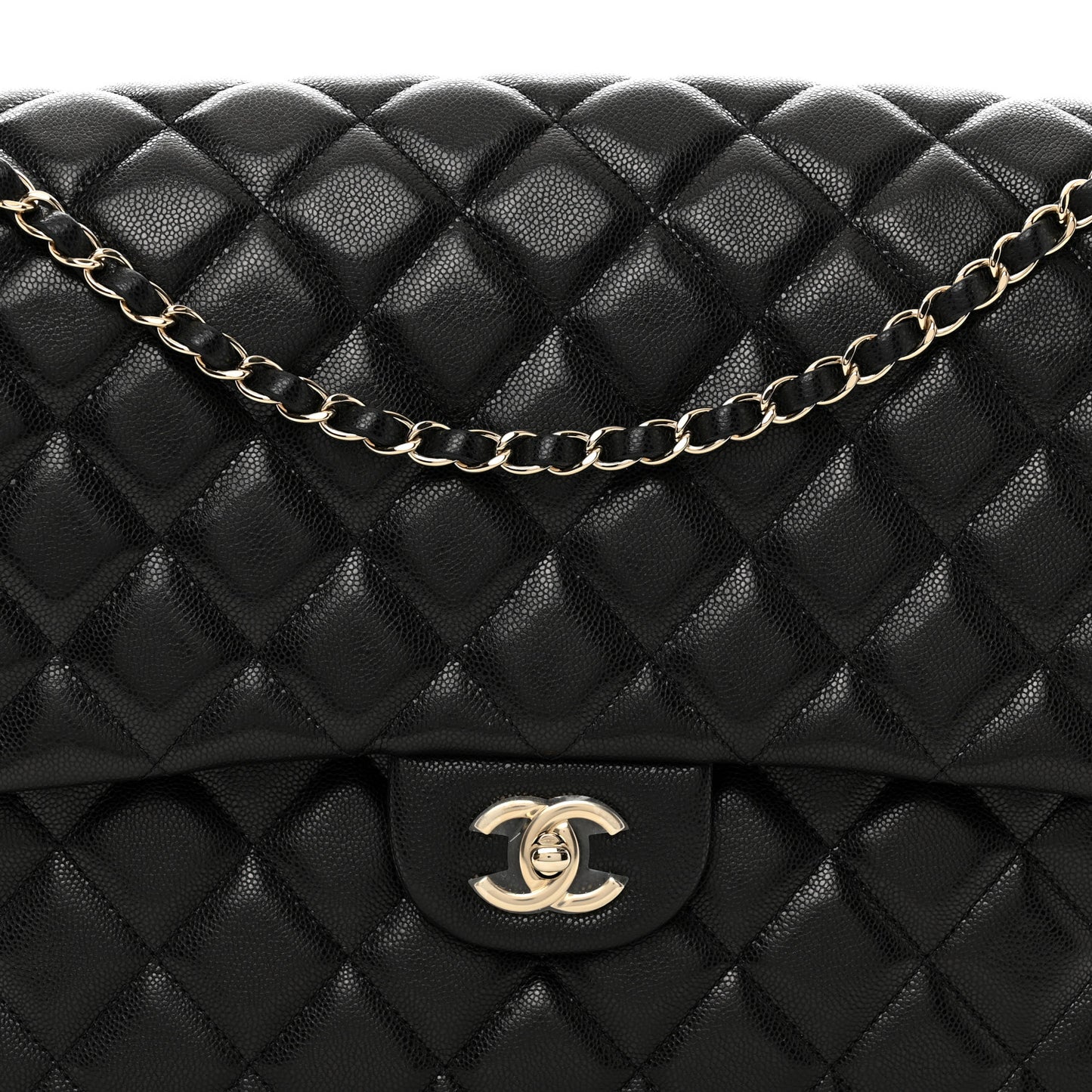 Caviar Quilted XXL Travel Flap Bag Black
