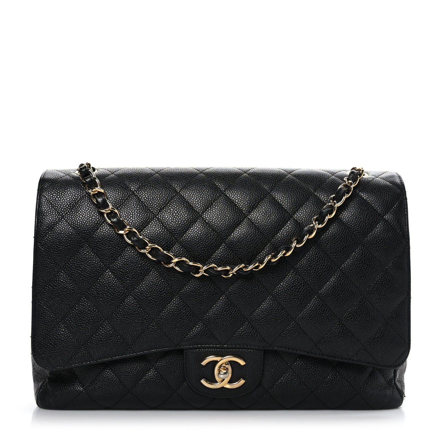 Caviar Quilted Maxi Double Flap Black