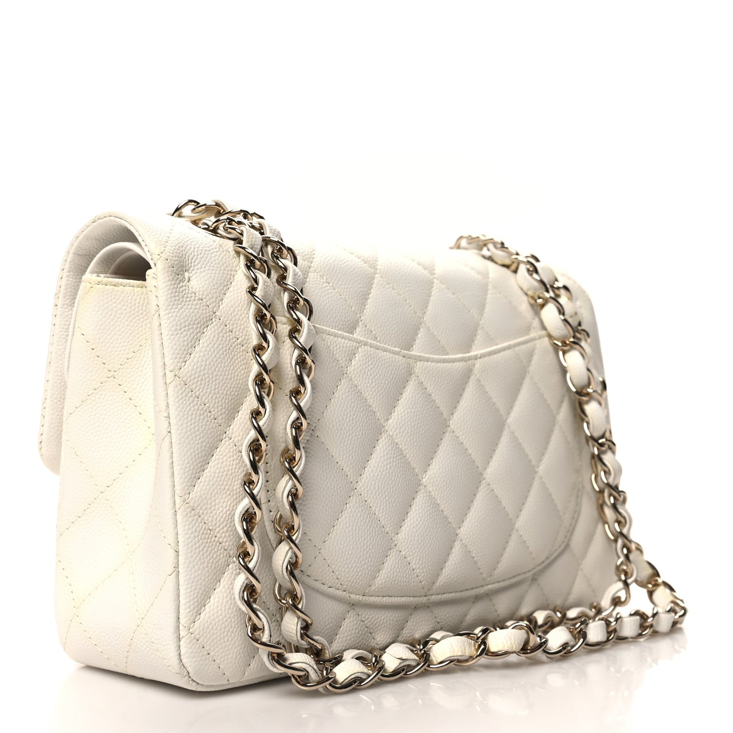Caviar Quilted Small Double Flap White
