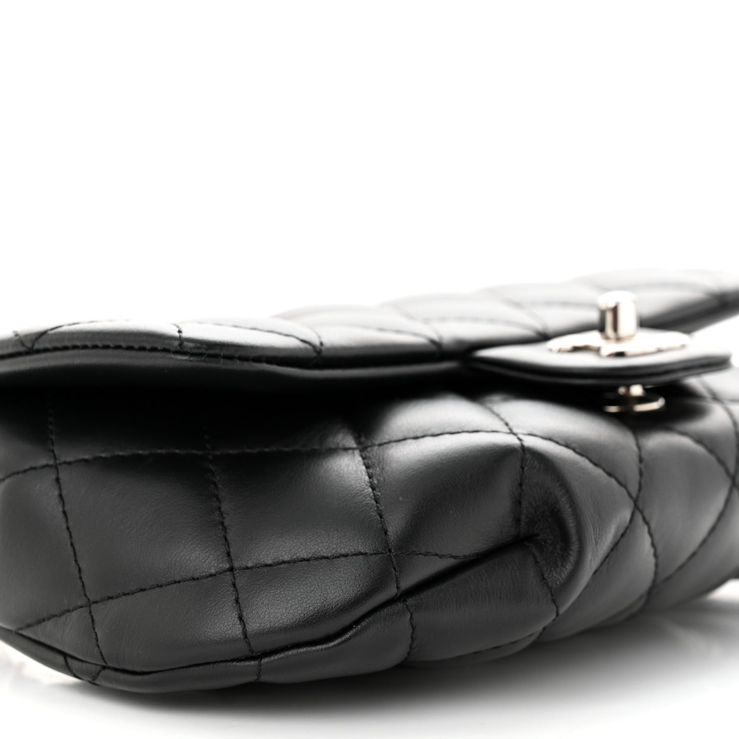 Calfskin Quilted CC Uniform Flap Belt Bag Black
