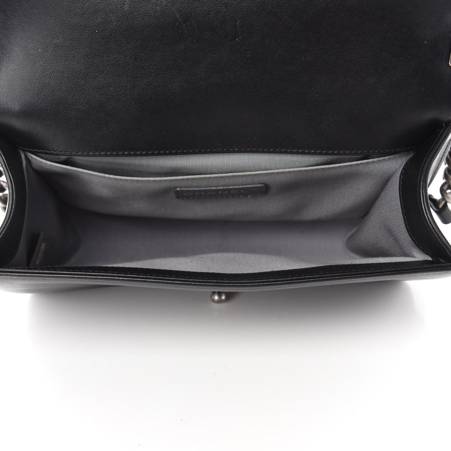 Calfskin Chevron Quilted Medium Boy Flap Black