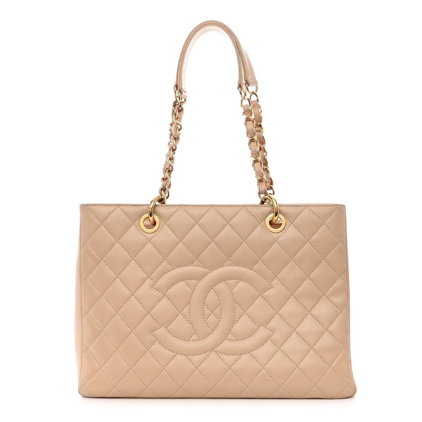 Caviar Quilted Grand Shopping Tote GST Beige Clair