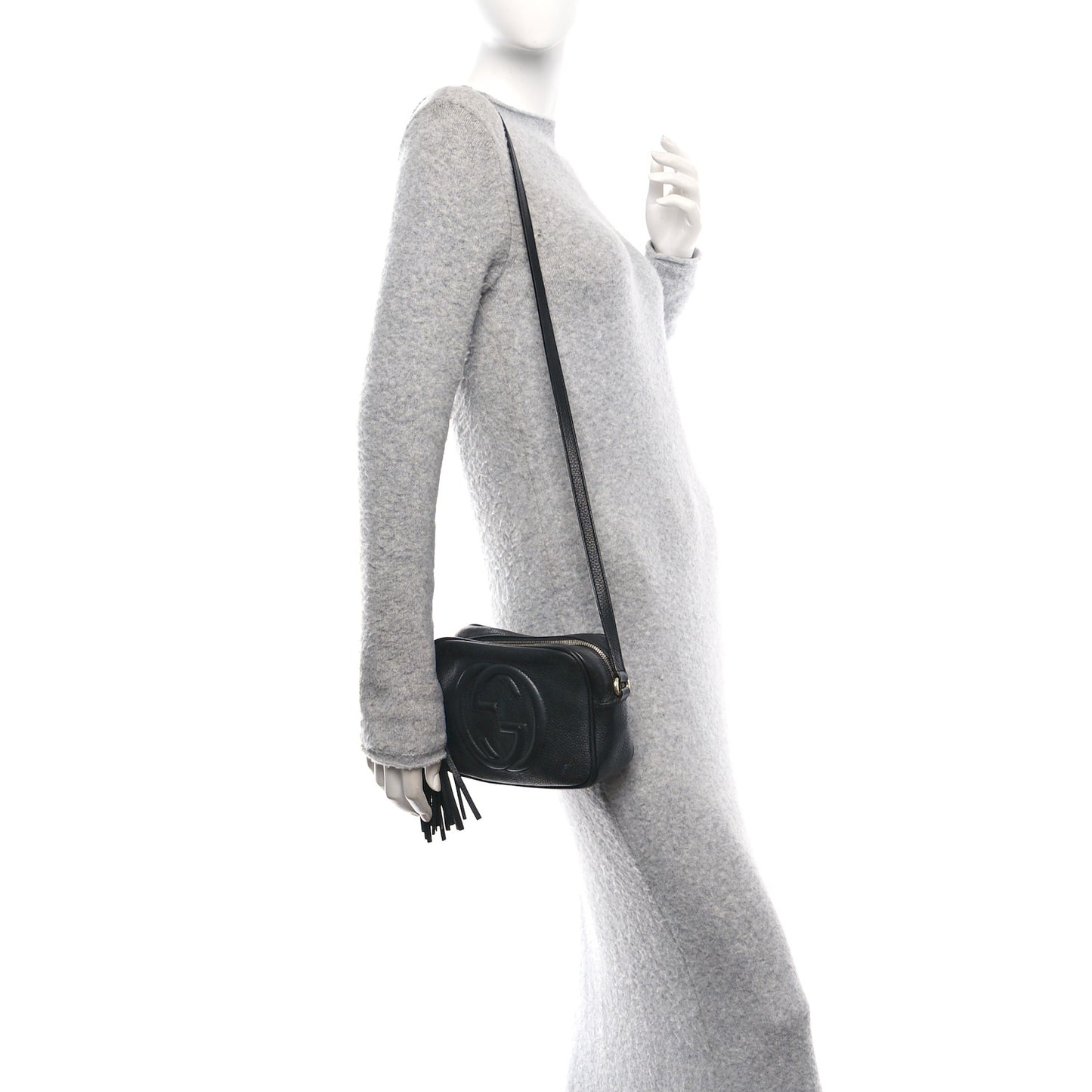 Pebbled Calfskin Small Soho Disco Bag Black
