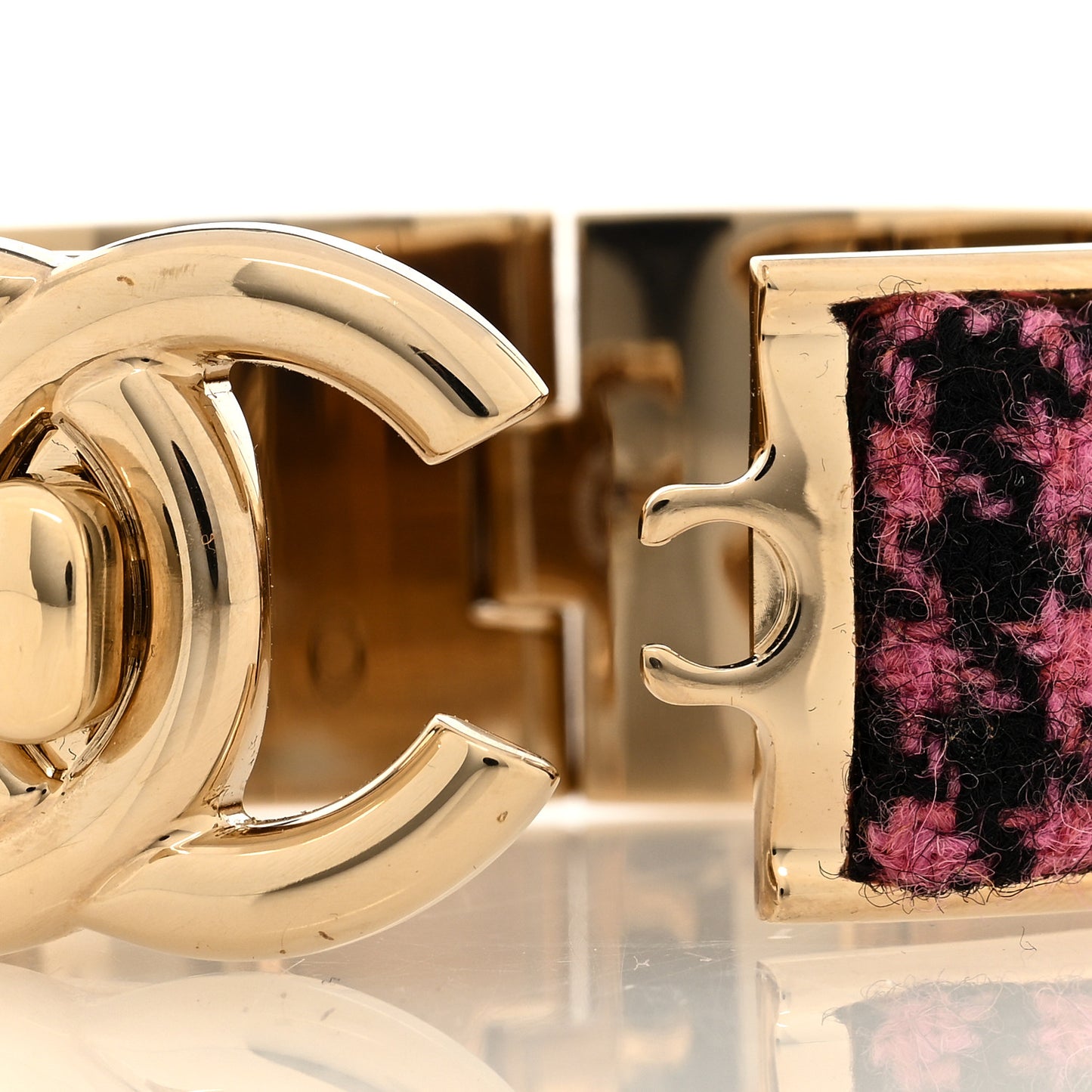 Tweed CC Turnlock Cuff Bracelet Pink