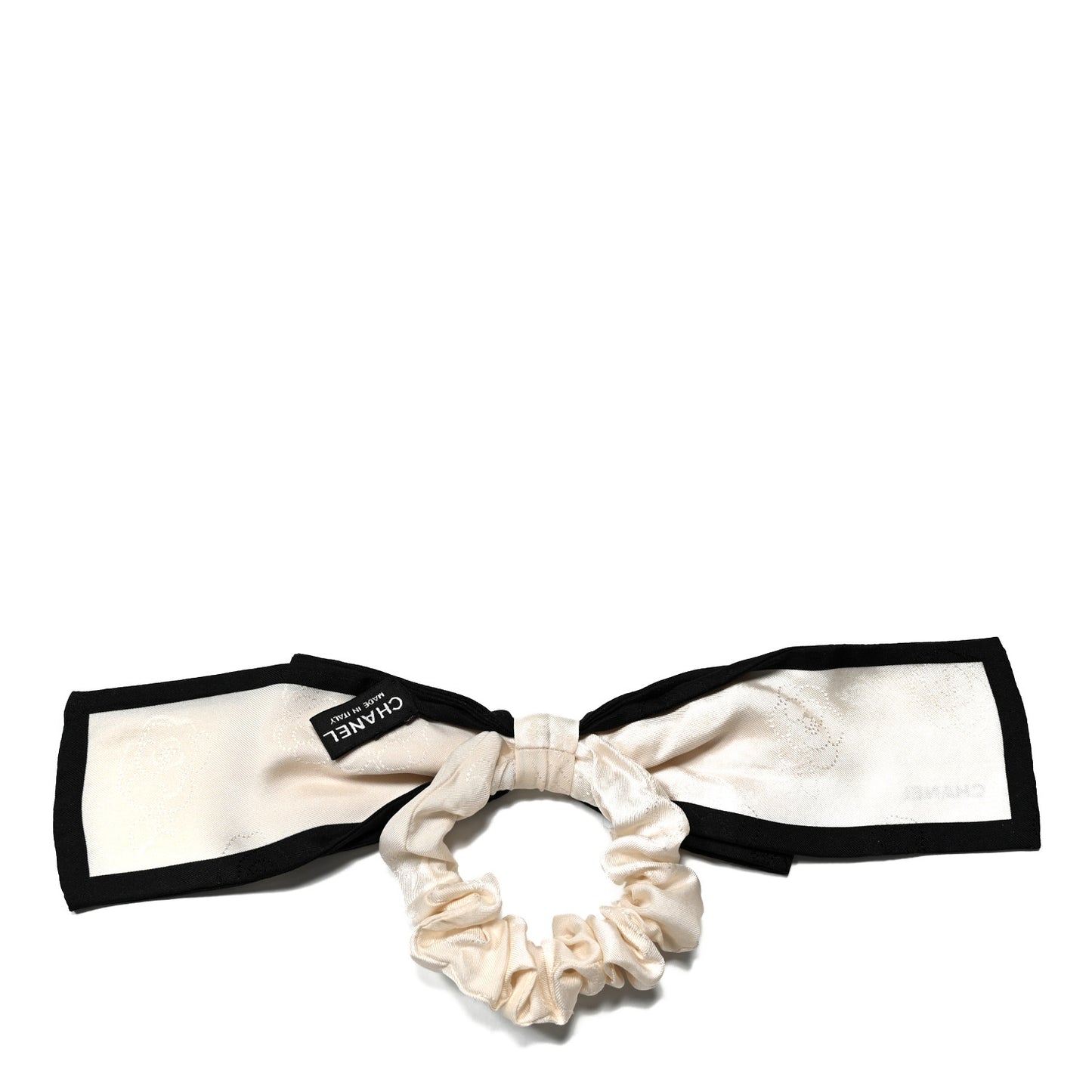 Silk Hair Tie Ivory Black