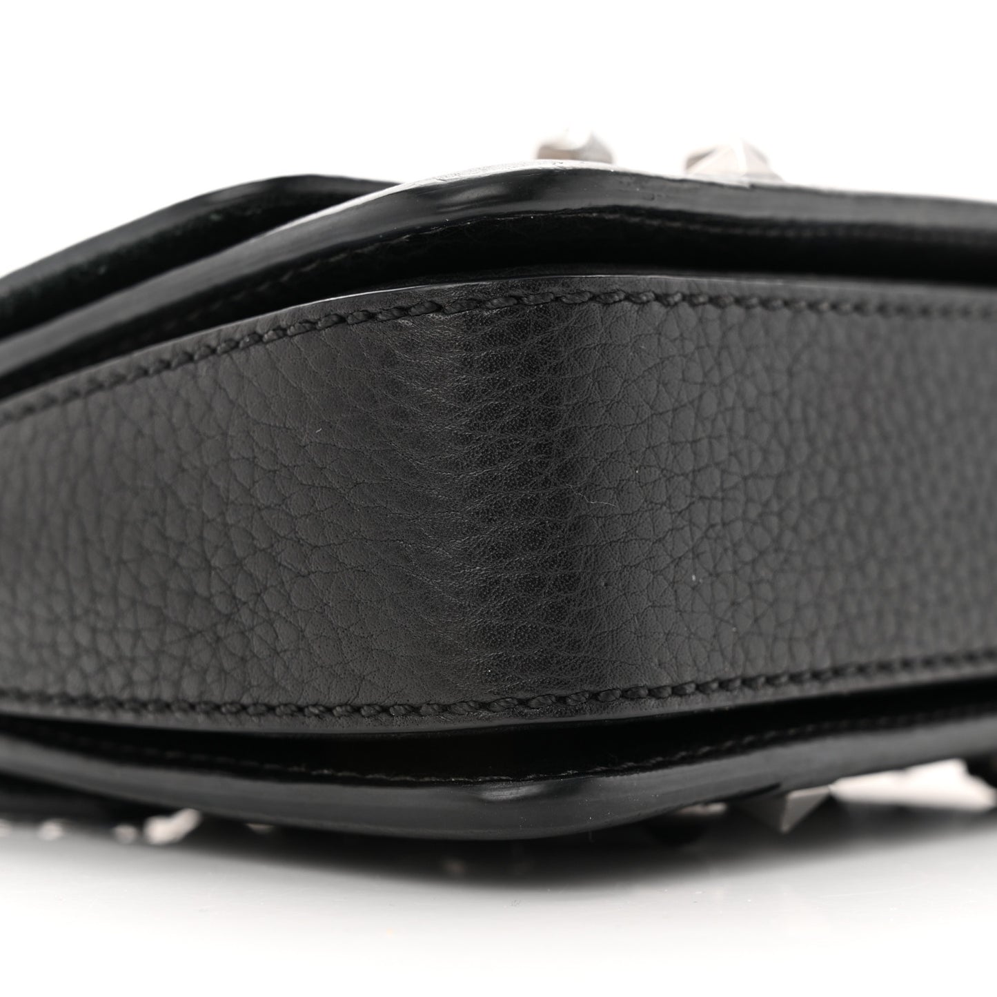 Grained Calfskin Onyx Micro B-Rockstud Rolling Flap Black