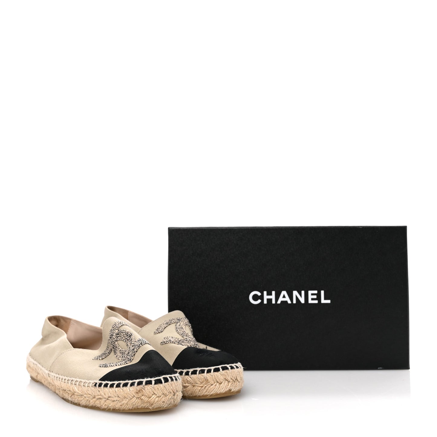 Canvas Grosgrain CC Espadrilles 40 Light Green Black