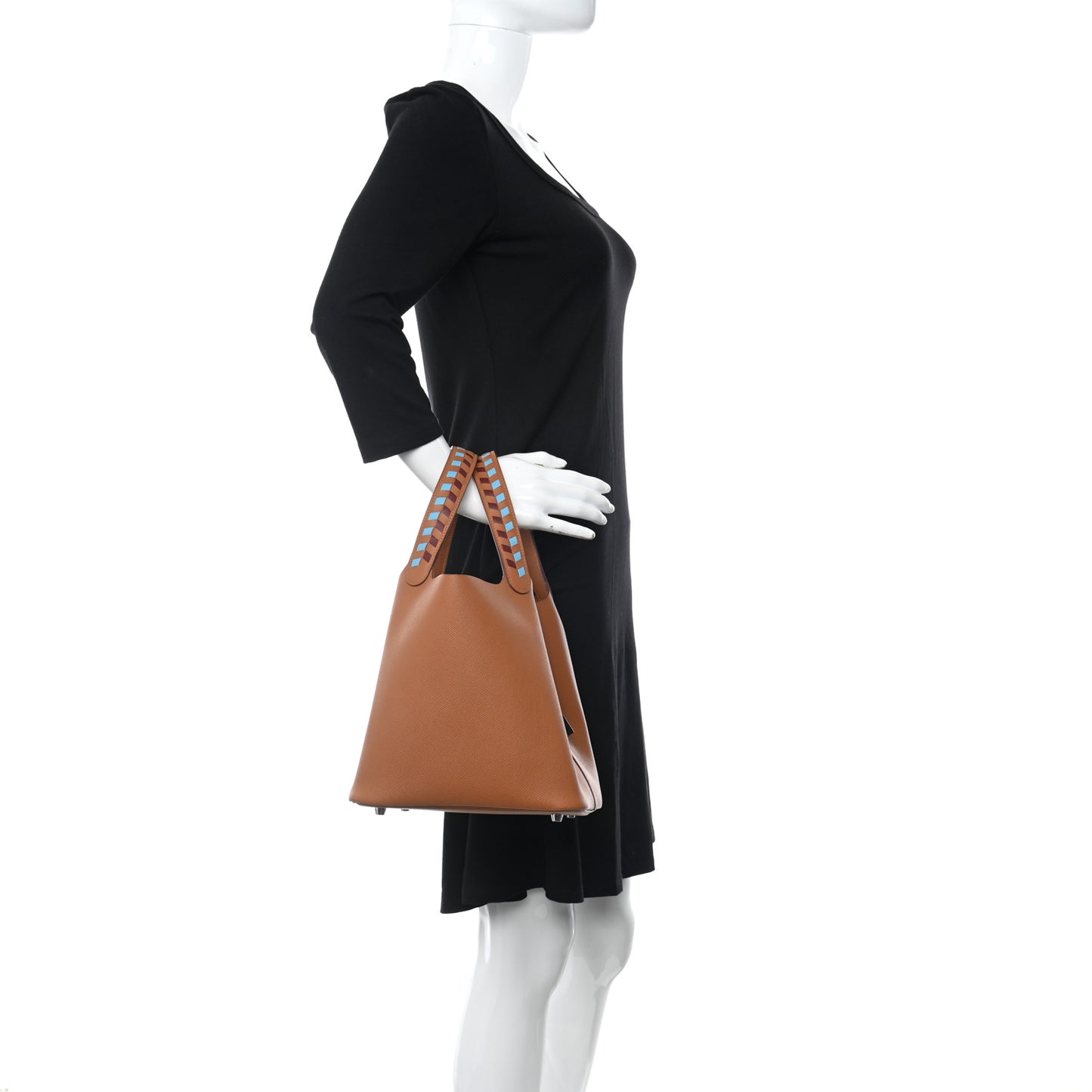 Epsom Tressage De Cuir Picotin Lock 22 MM Gold Bleu Du Nord Rouge H