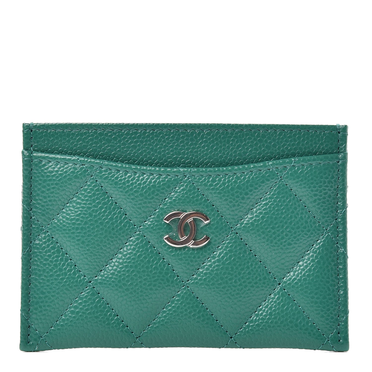 Chanel Caviar Quilted Card Holder Green 1 of 8