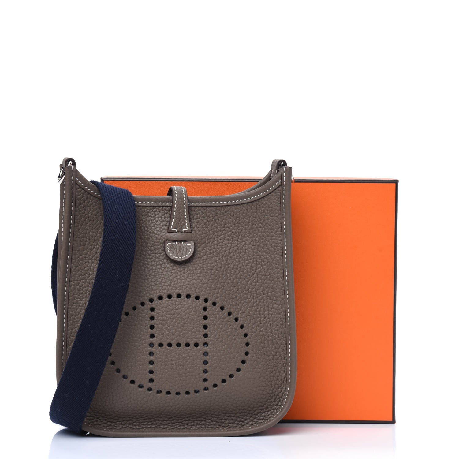 Hermes Taurillon Clemence Amazone Evelyne TPM Etoupe Bleu Indigo 11 of 11