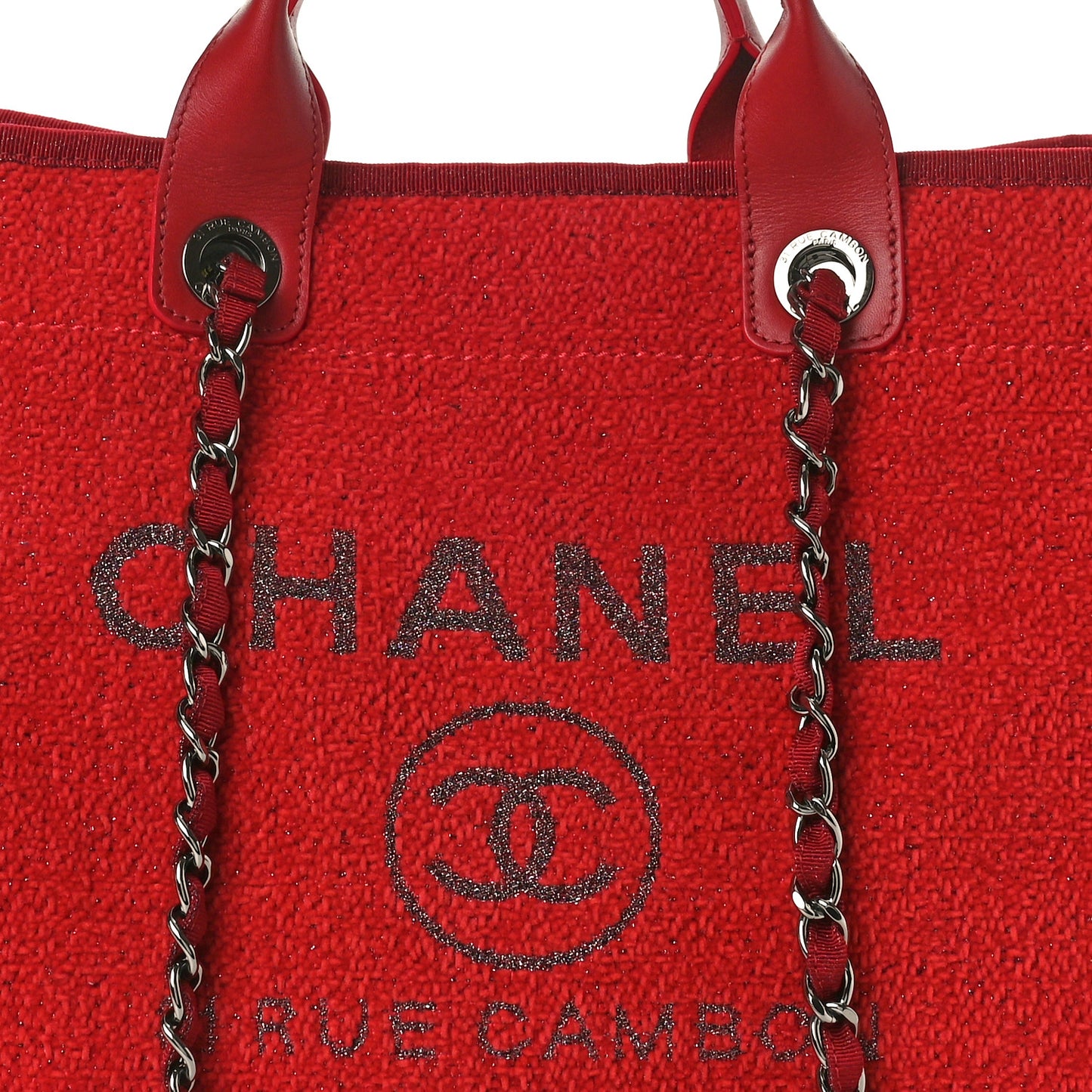 Lurex Boucle Medium Deauville Tote Red