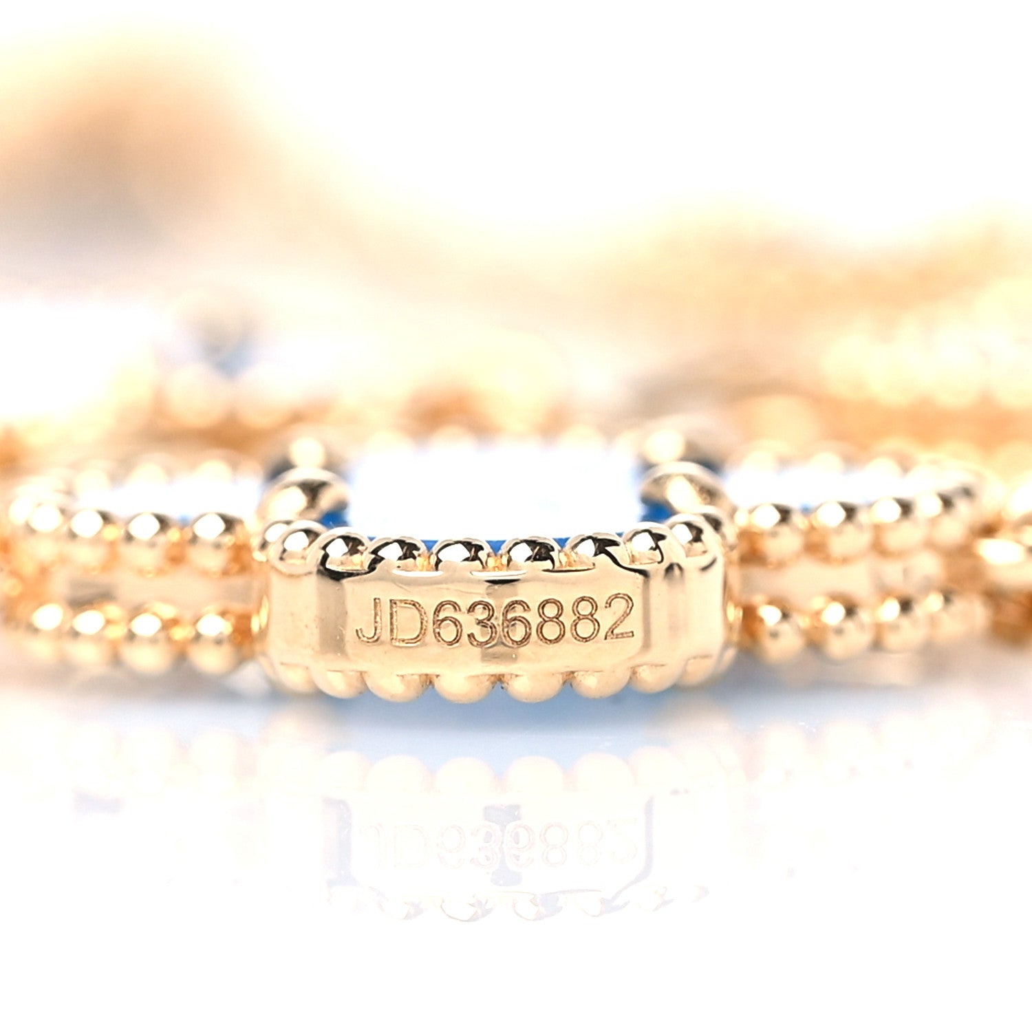 Van Cleef & Arpels 18K Yellow Gold Blue Agate 10 Motifs Vintage Alhambra Necklace 5 of 5